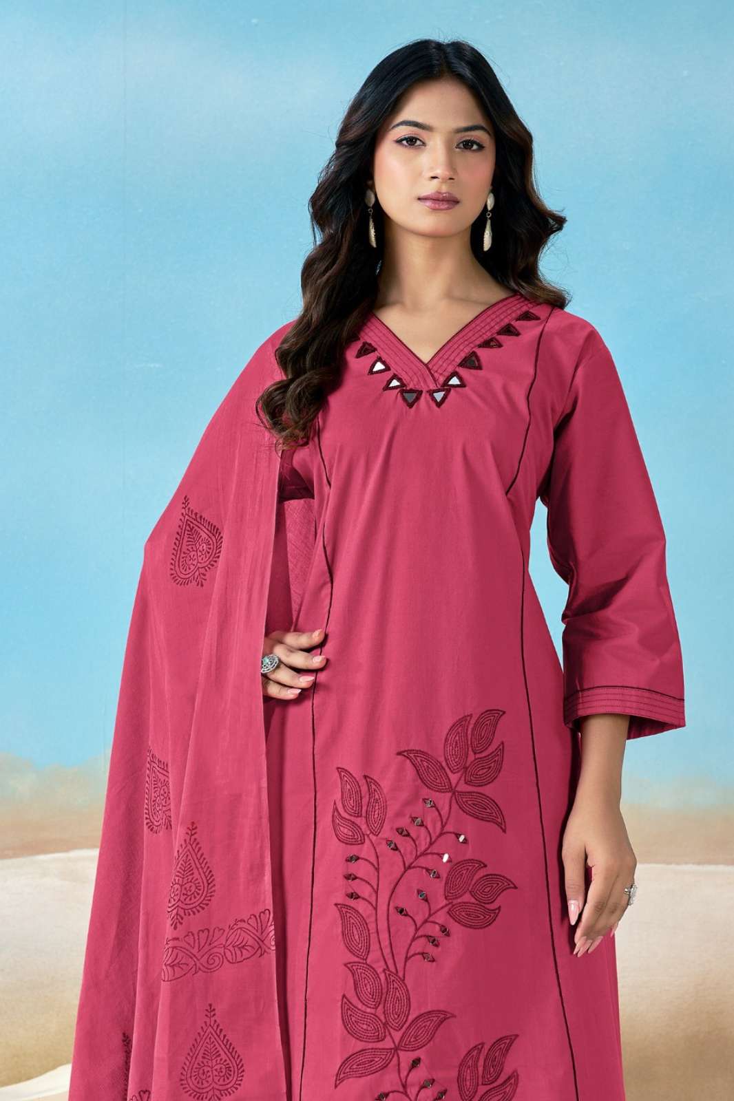 Shri Balaji Emporium CLASSIC FANCY Pure Cotton Embroidery with Mirror work Designer Salwar Suit