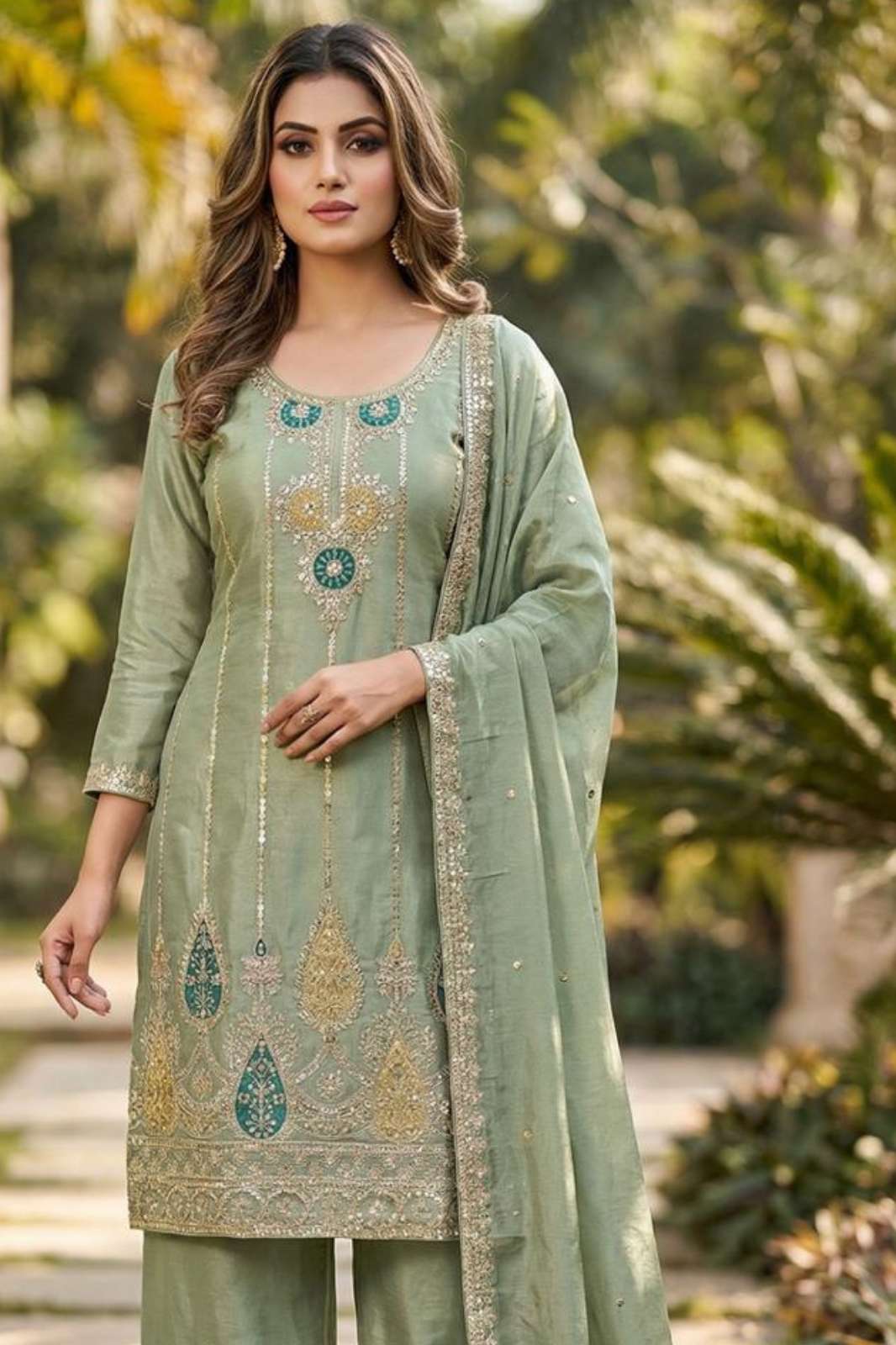 Shri Balaji Emporium DNO 10095  Premium Chinon Silk with Embroidery Designer Salwar Suit 