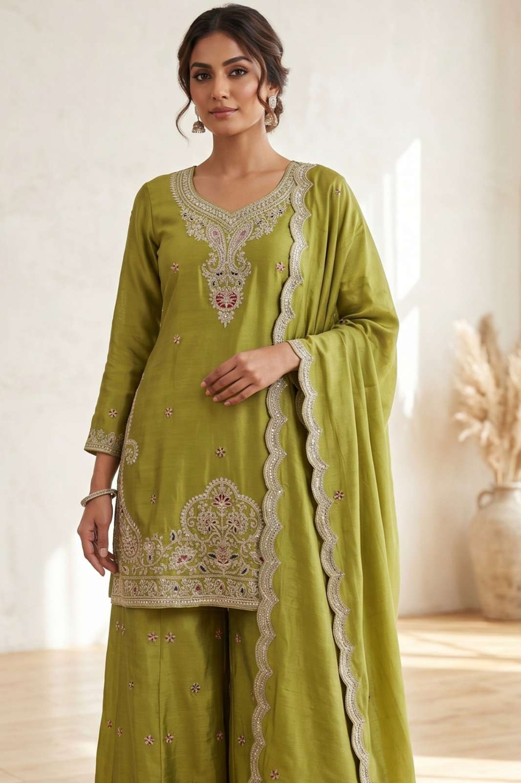Shri Balaji Emporium DNO 10099 Premium Chinon Silk with Embroidery Designer Salwar Suit