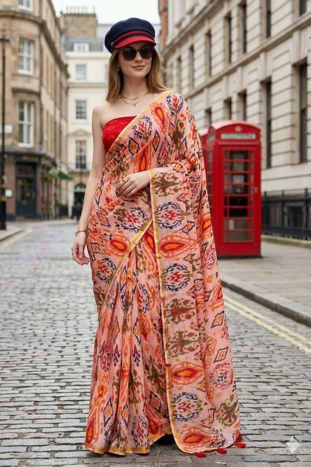 Shri Balaji Emporium Global Fuison Viscose Mul Fabric digital printed sarees collection