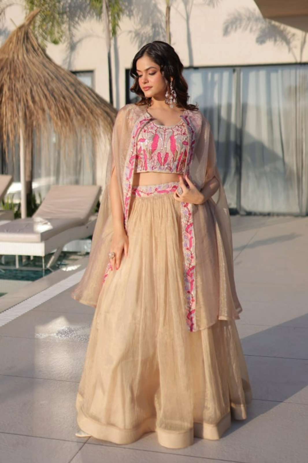 Shri Balaji Emporium KA 5068 Sindur Silk Lehenga with Beads Embroidered work