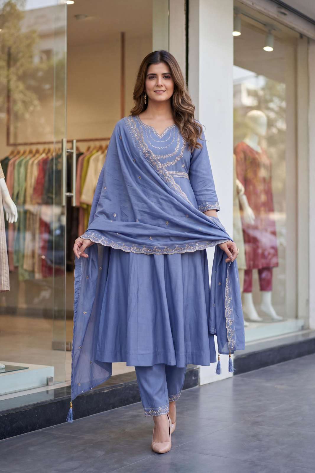 Shri Balaji Emporium KRITI  Roman Silk with Coding Embroidery work Designer Salwar Suit