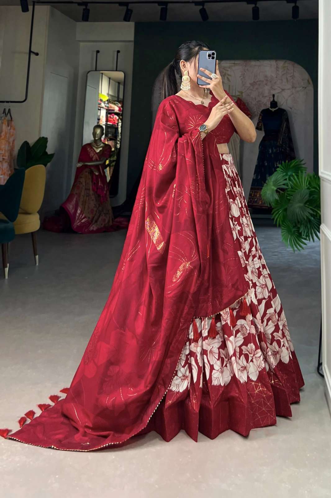 Shri Balaji Emporium LNB1684 Tasar Silk Printed lehenga 