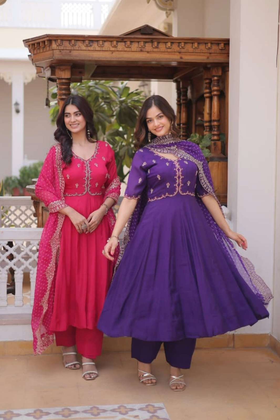 Shri Balaji Emporium LW 9328 Mul Chanderi Gown with Beads and Thread Embroidered work