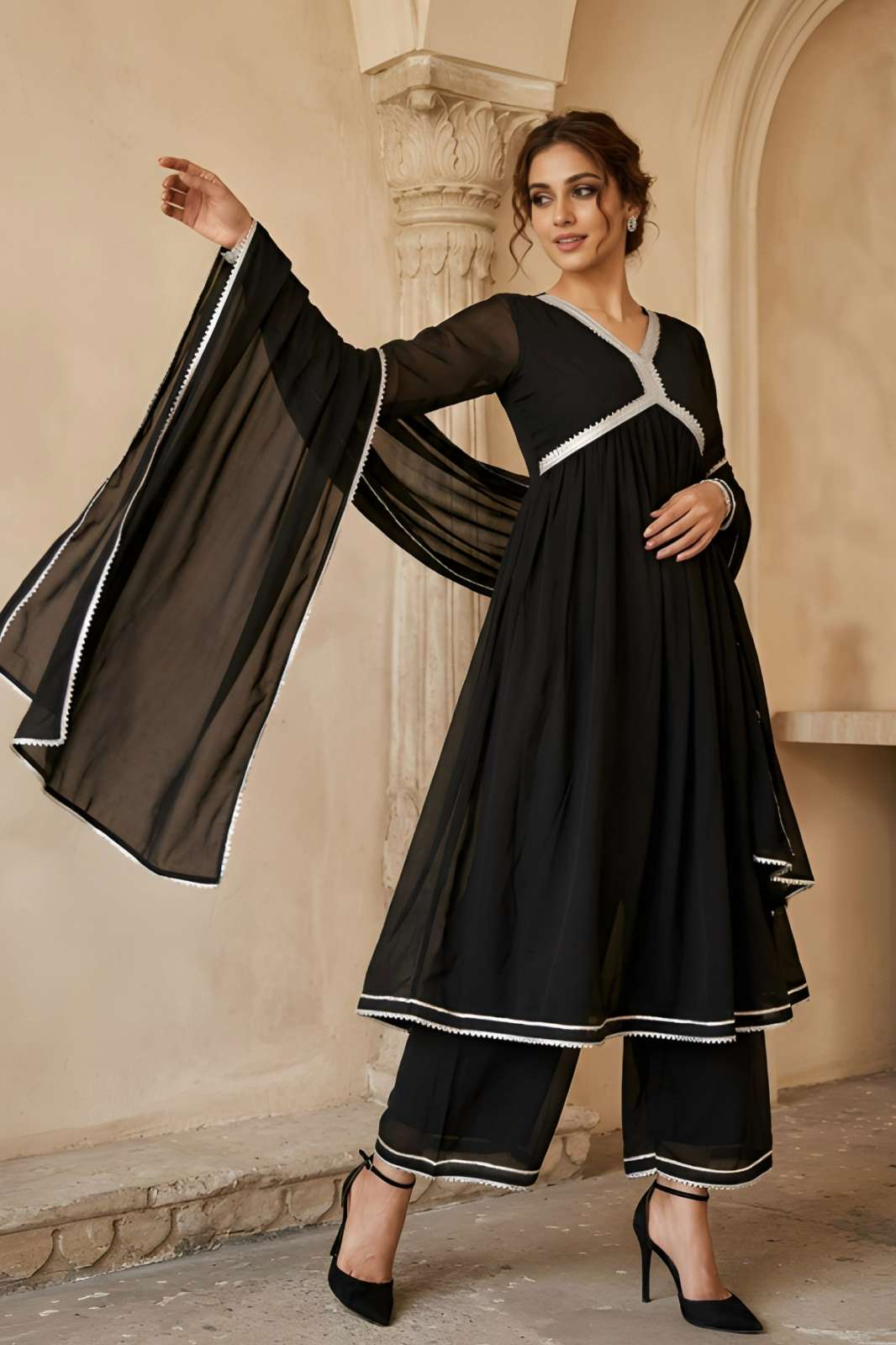 Shri balaji emporium Presents 375 Georgette Fabric ready to wear Anarkali suit 