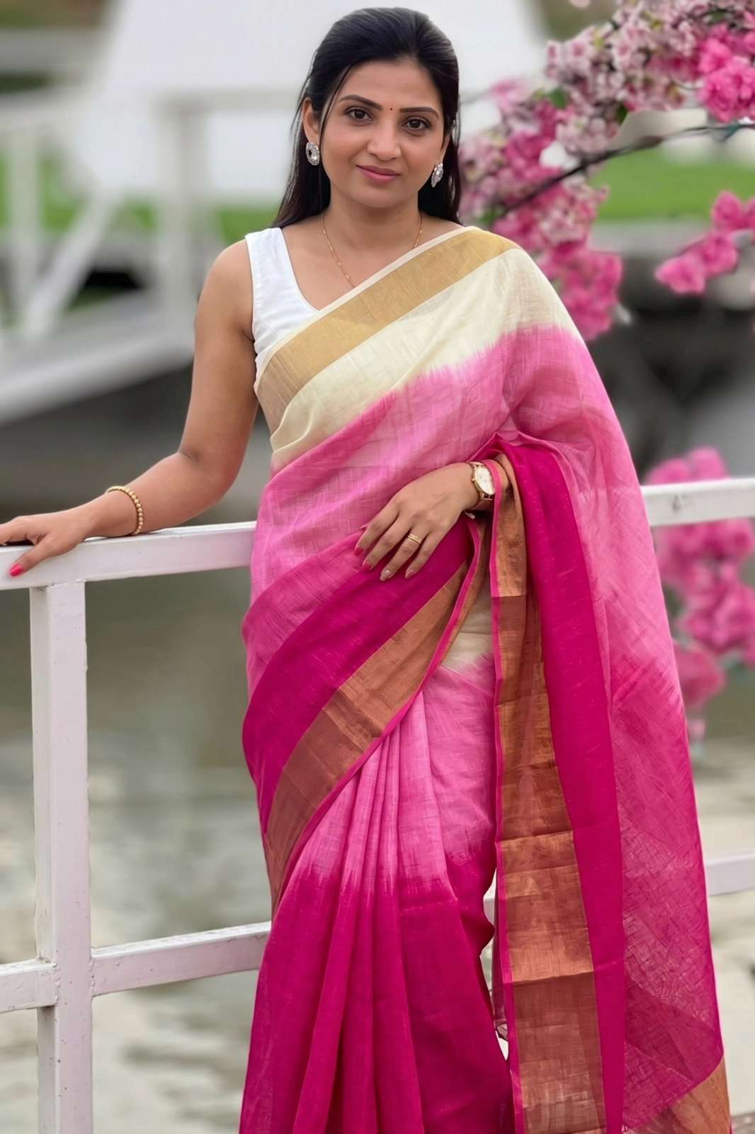 Shri Balaji Emporium Presents MG661 Linen Saree with Gold Jari Work