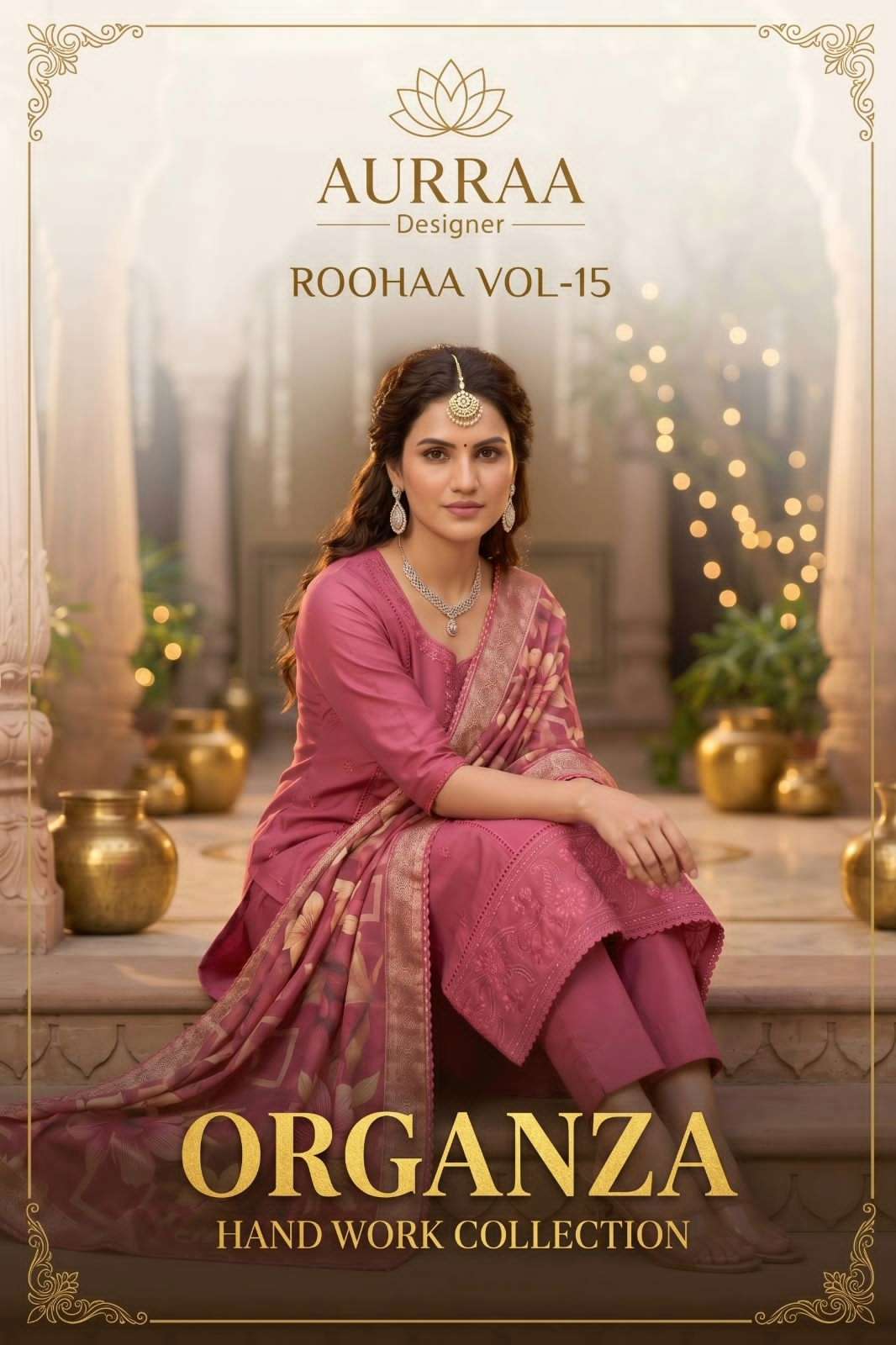 Shri Balaji Emporium ROOHAA VOL 15  READYMADE ORGANZA SUIT WITH HAND EMBROIDERY 