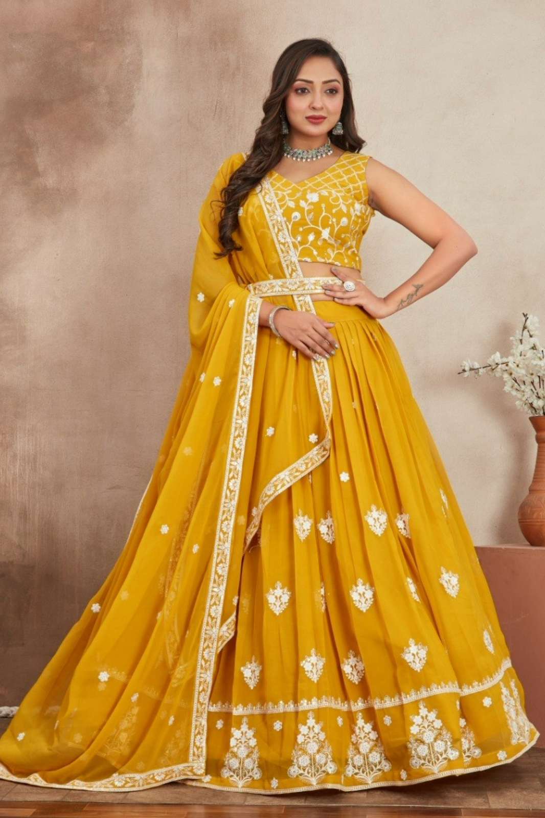 Shri Balaji Emporium TF 413 Faux georgette lehenga with Thread and Sequins Embroidered work 