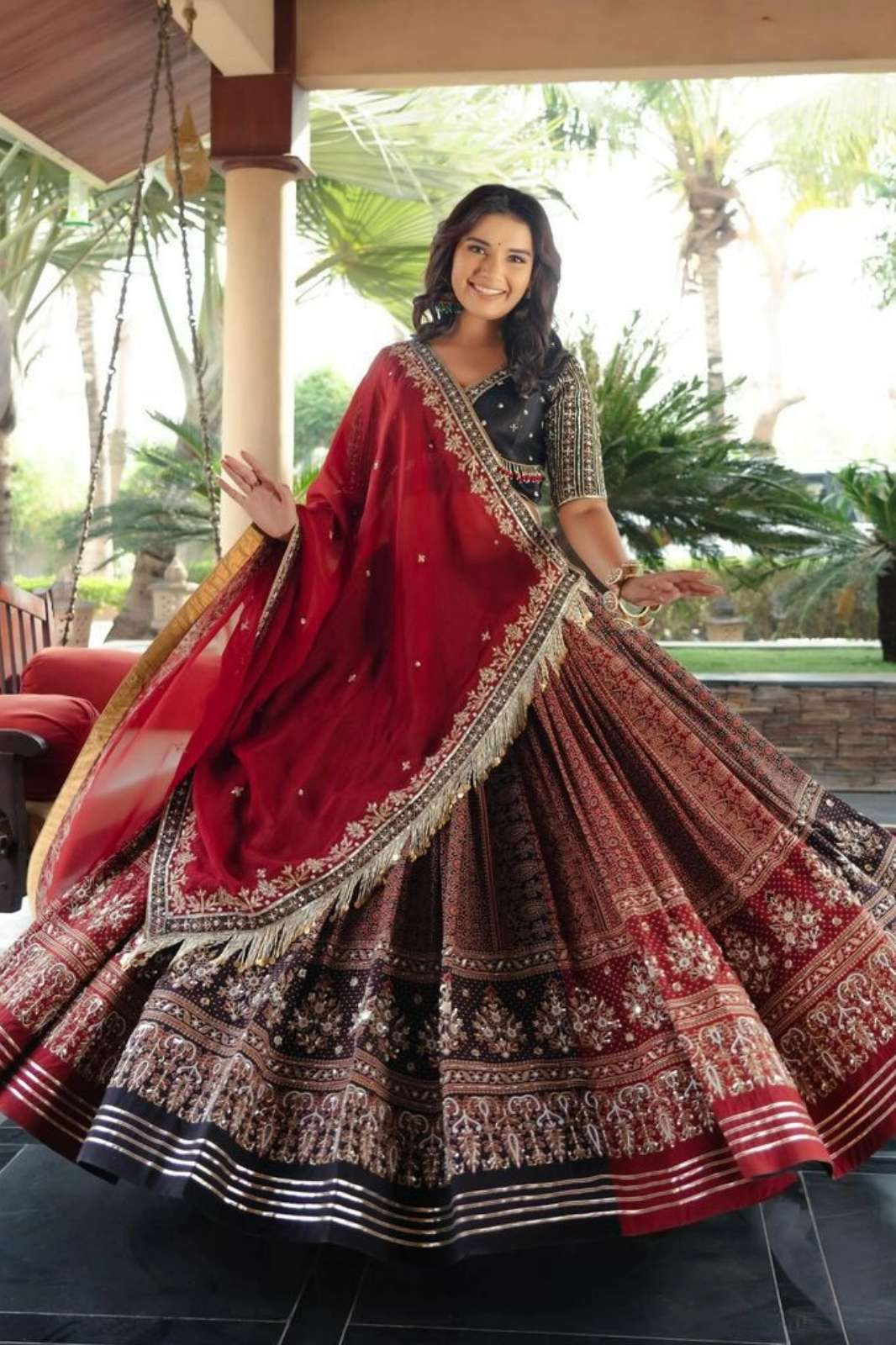Shri Balaji Presents SF 1515 Muslin Cotton Lehenga with Beautiful Digital Print & Real Mirror Work for Navratri