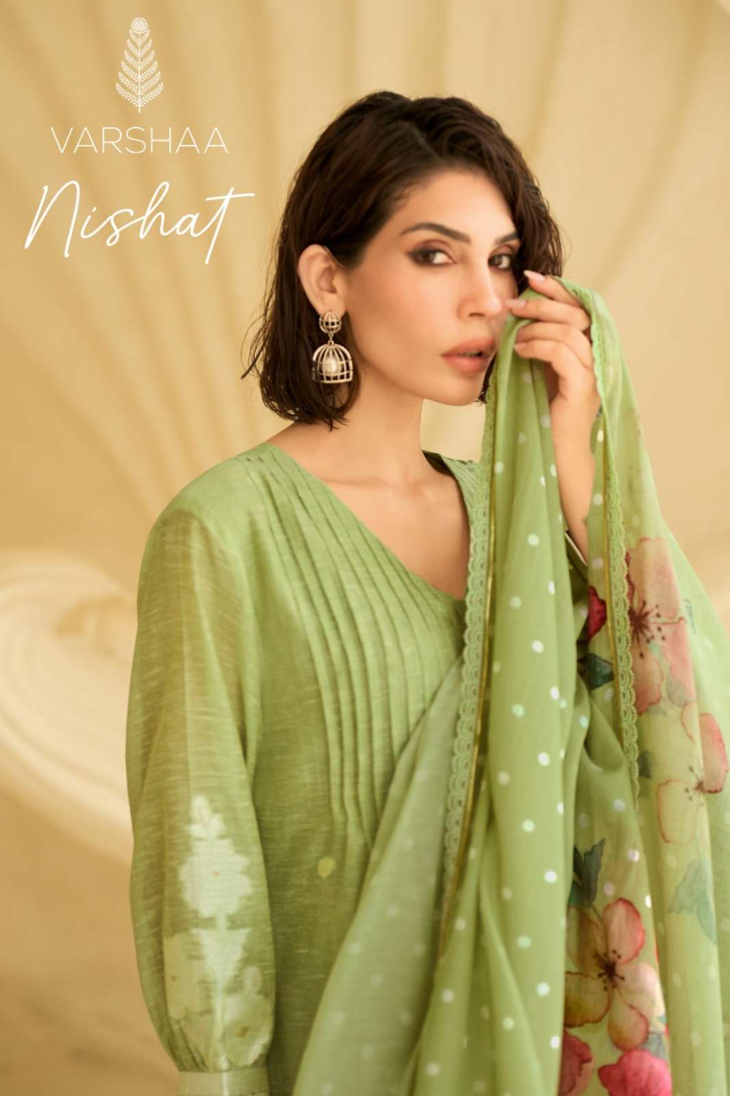 Varsha Nishat Linen Woven with Handwork with Lace Designer Salwar Suit