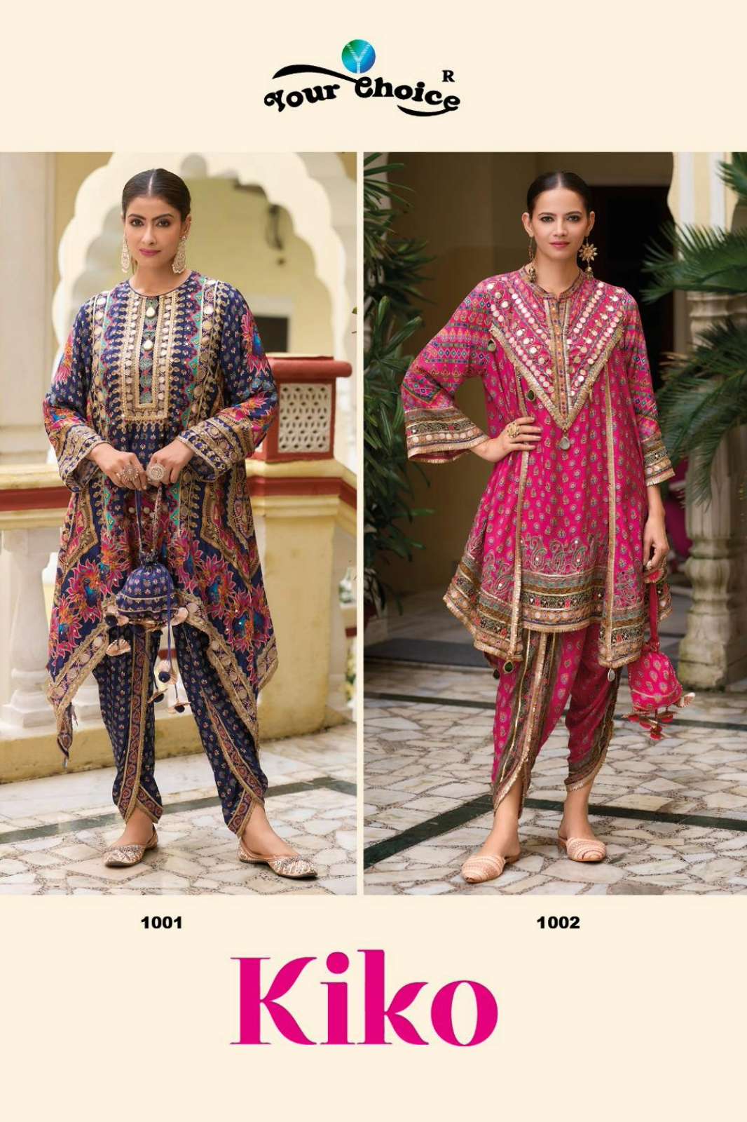 Your choice KIKO Heavy Chinon Dhoti suit for Party look