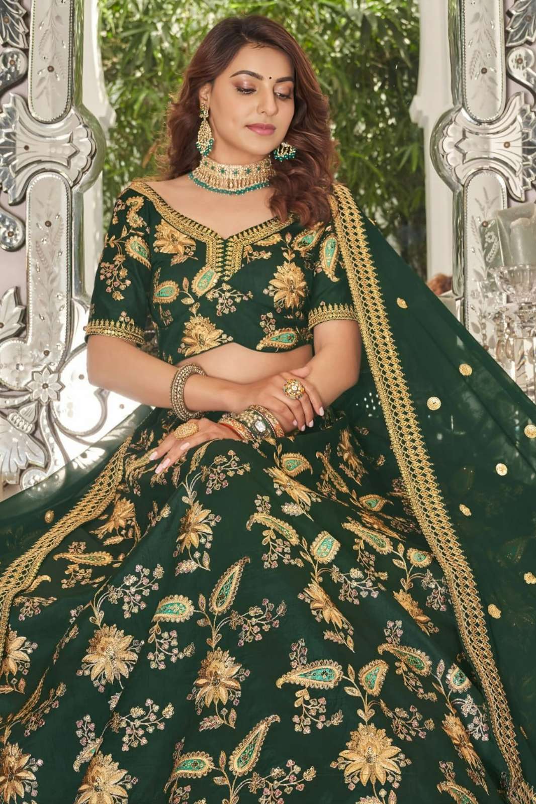 ZEEL 22582 ART SILK FABRIC SEQUENCE AND ZARI EMBROIDERY WORK LEHENGA