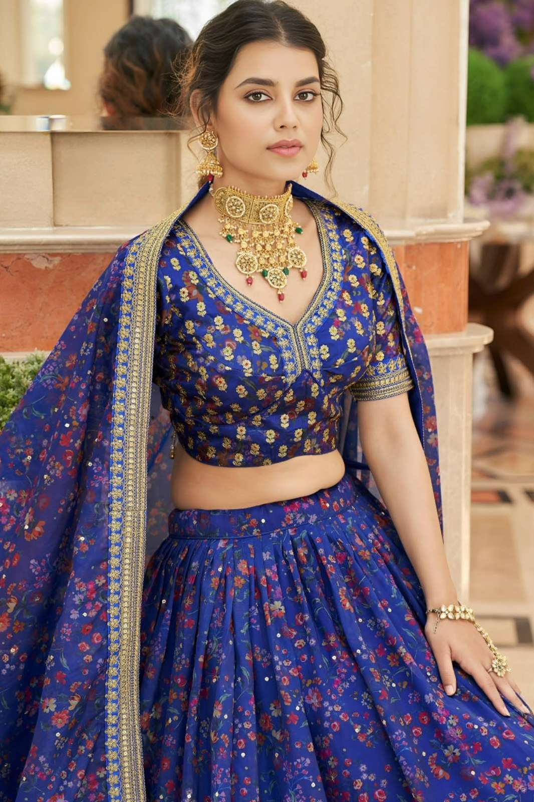 ZEEL 22583 ORGANZA FABRIC SEQUENCE THREAD AND ZARI EMBROIDERY WORK LEHENGA