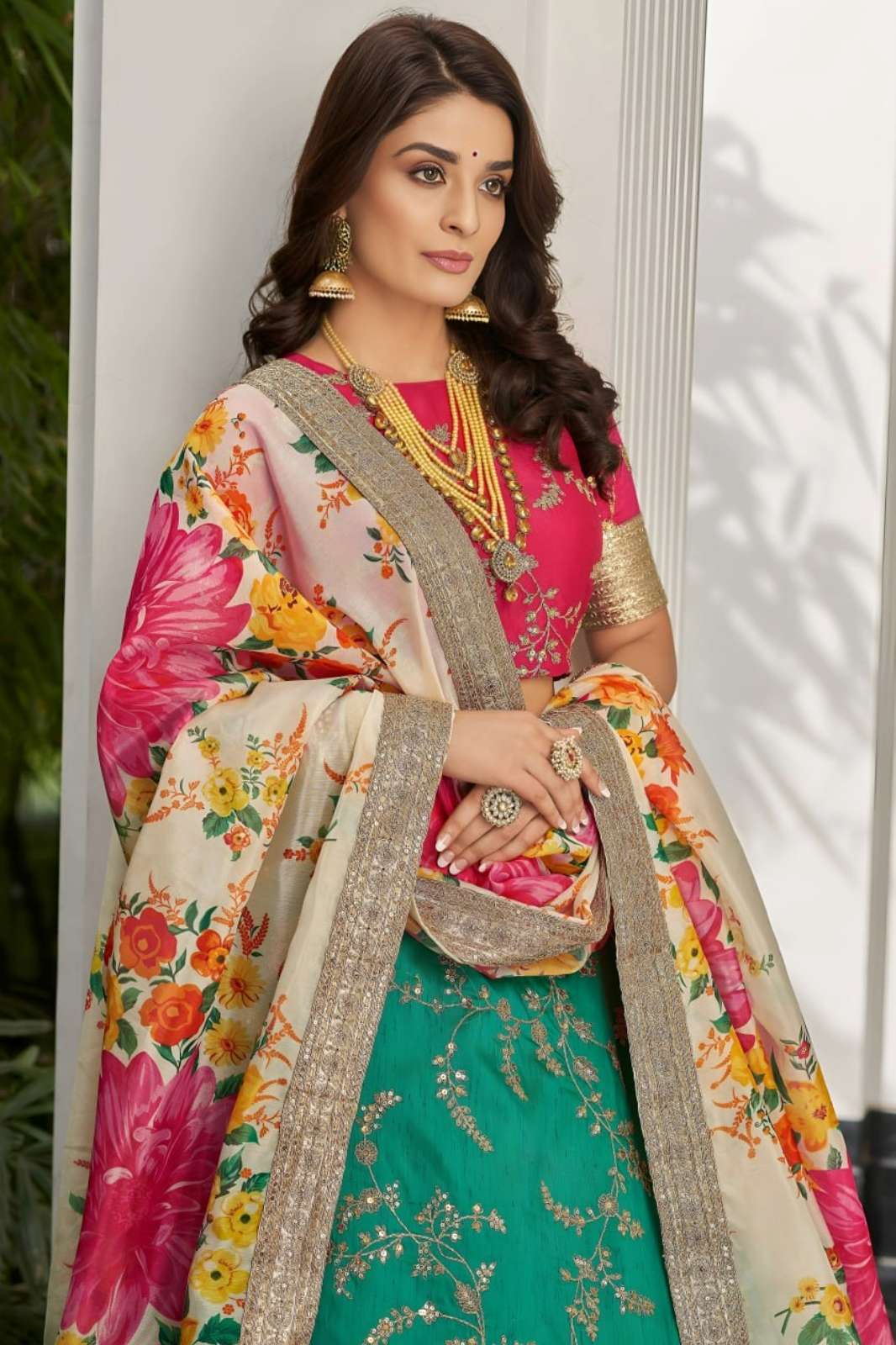ZEEL 22586 ART SILK FABRIC SEQUENCE THREAD AND ZARI EMBROIDERY WORK LEHENGA