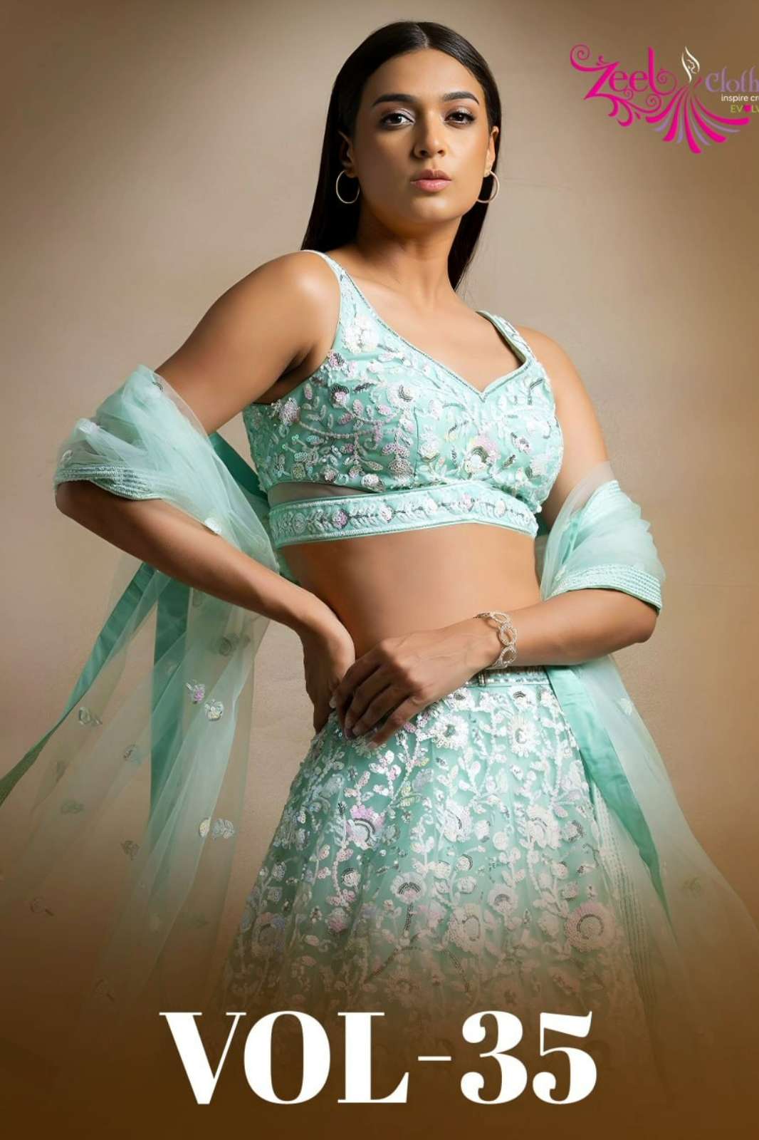 ZEEL Presents VOL 35 SOFT NET BEAUTIFUL LEHENGA WITH THREAD AND SEQUENCE WORK 