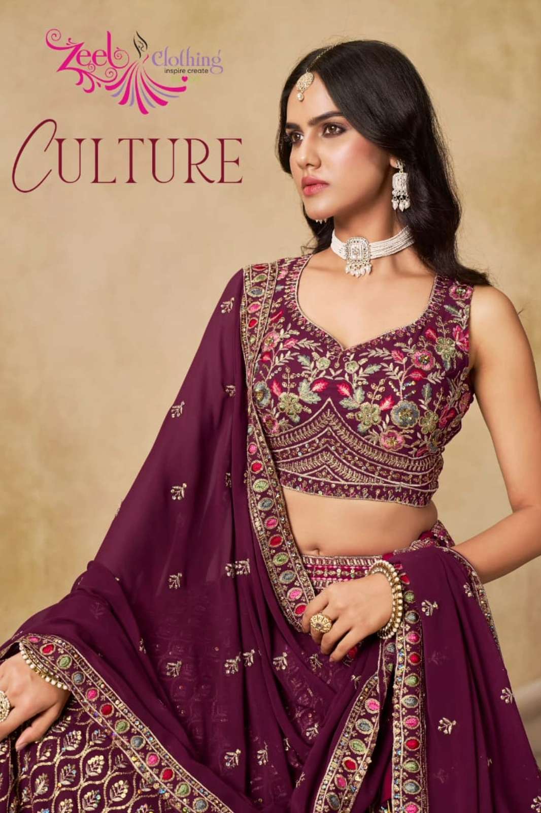  ZEEL PRESNTS CULTURE 5134 COLOURS GEORGETTE FABRIC SEQUENCE AND THREAD EMBROIDERED LEHENGA 
