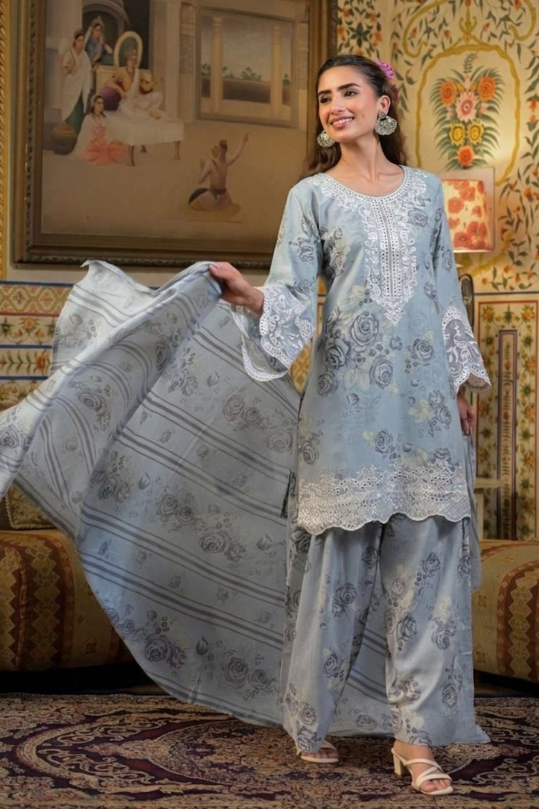  AFSANA FARSI SALWAR PRESENTS Printed Pure Lawn Cotton Suit With Embroidery and cut work