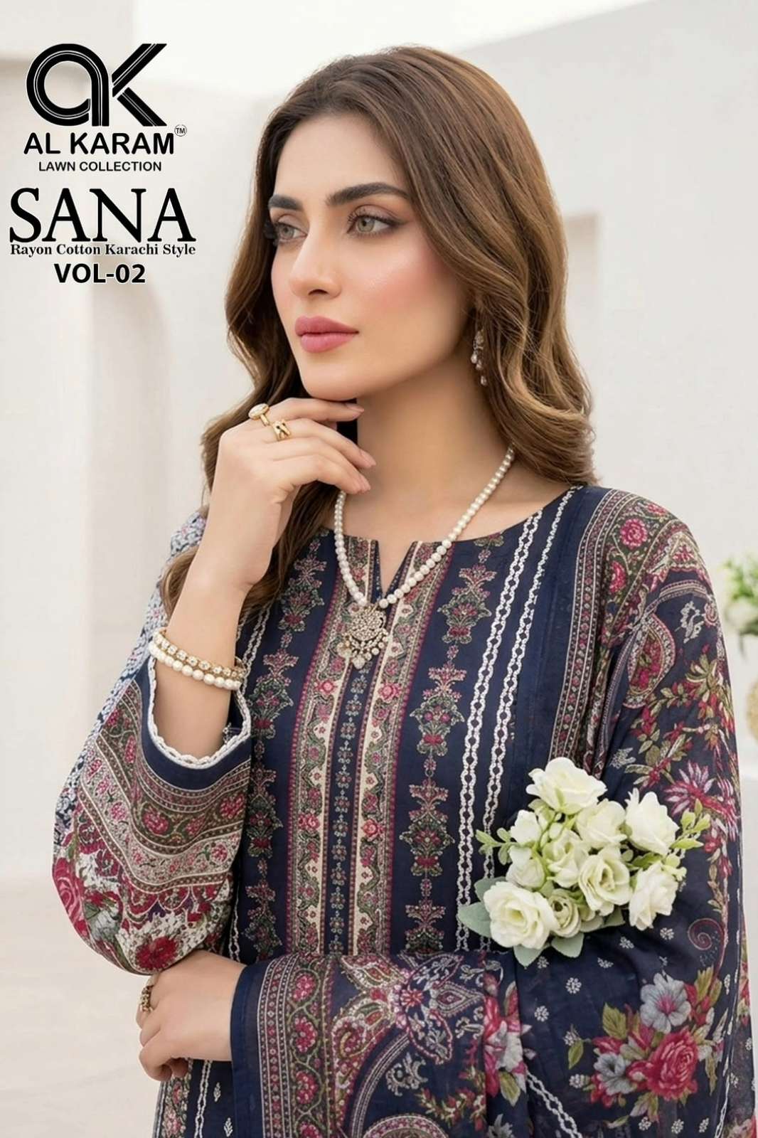 AL karam Sana Vol 2 Rayon Cotton With Swarovski Daimond Work Pakistani Suit