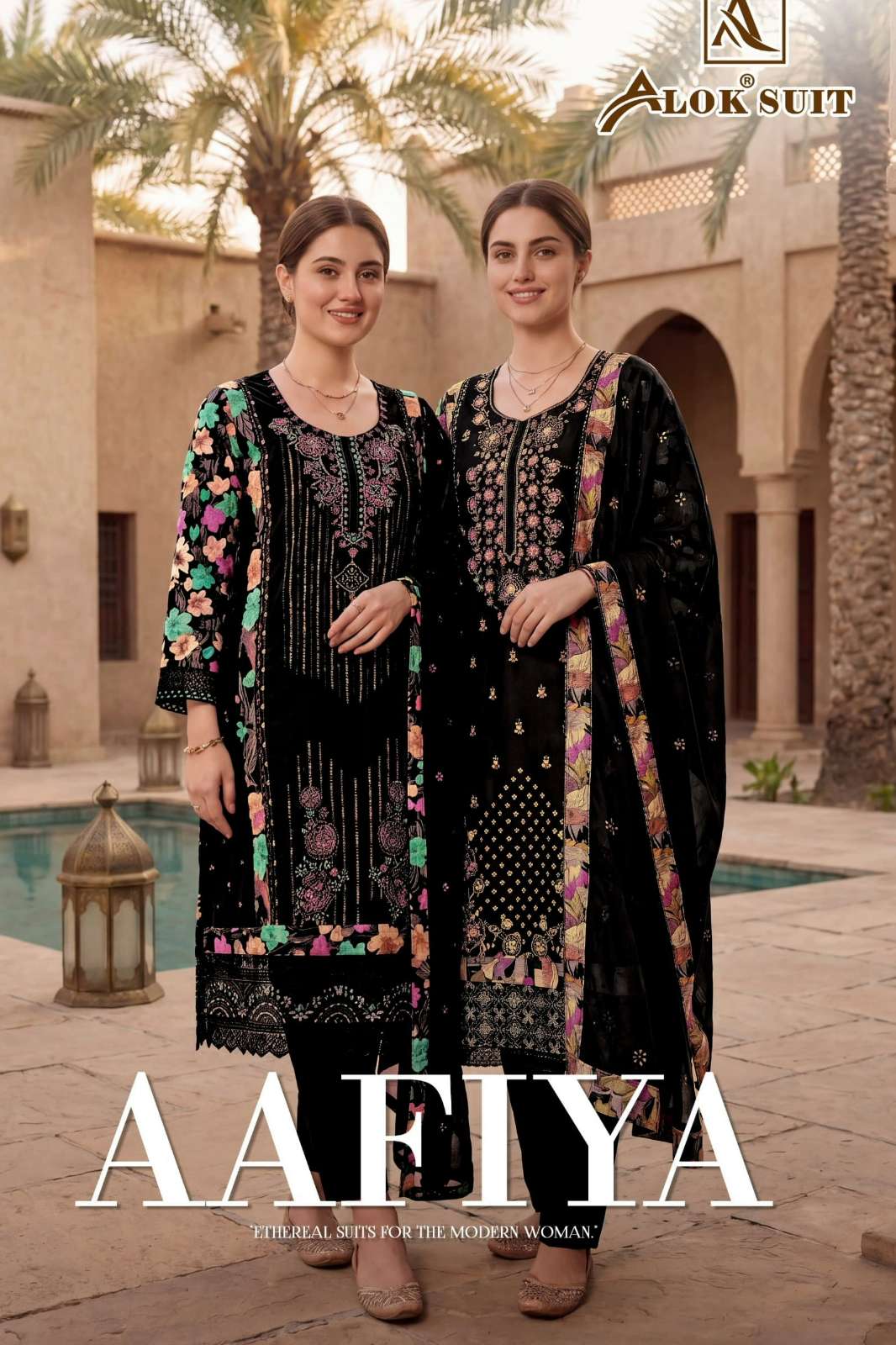 Alok Suit AAFIYA Viscose Reyon Print Embroidery & Zarkan Work Suit