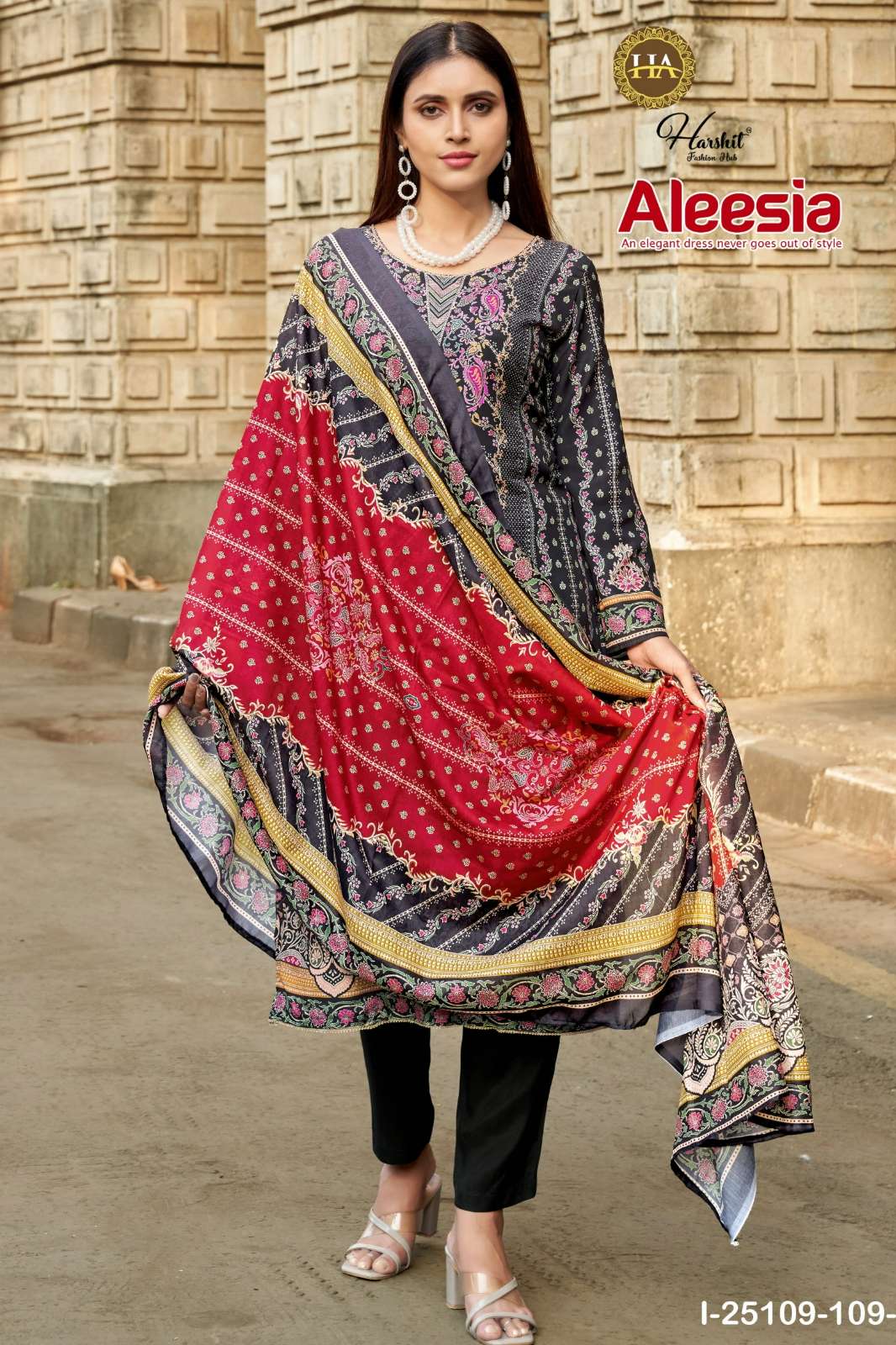 Alok Suit ALEESIA Pure Maslin Designer Digital Print & Handwork Pakistani Suit