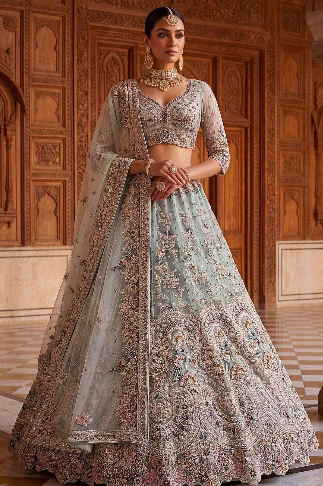 Anjani Arts 3038 Beautiful Net Embroidered Wedding Wear Lehenga Choli