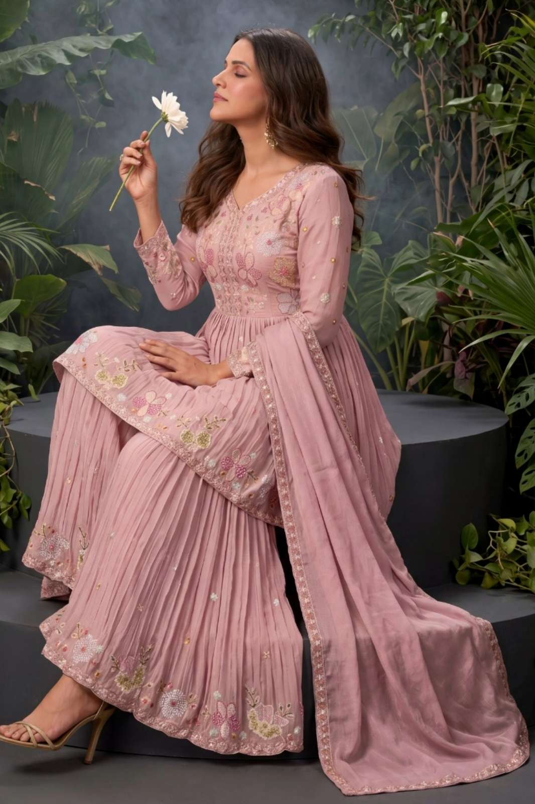 AURRAA RAANI Ready to wear Premium Embroidered Real Chinon Suit