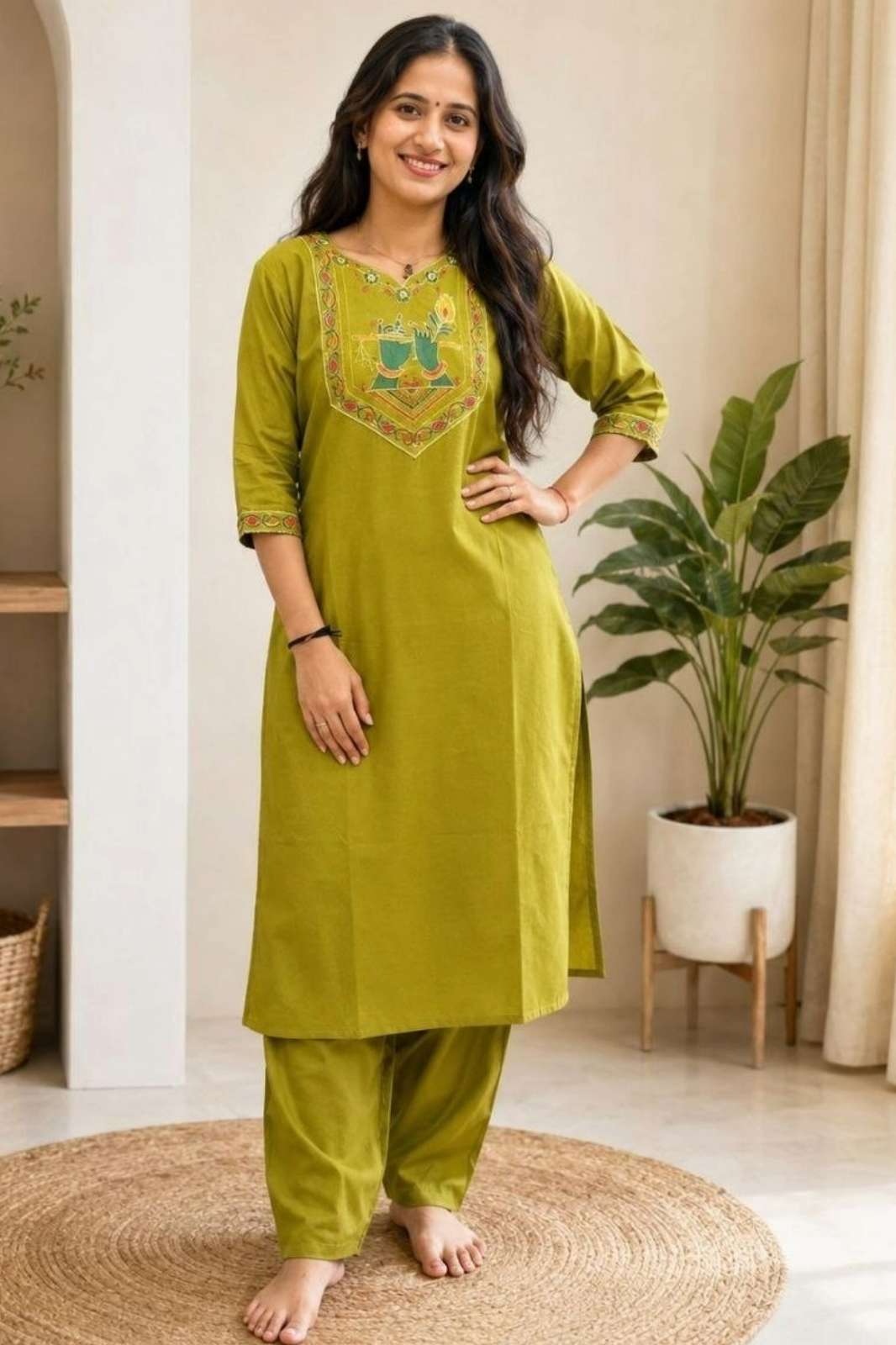 Balaji Emporium 23010 Ready to Wear Slub Cotton Embroidery Work Kurti