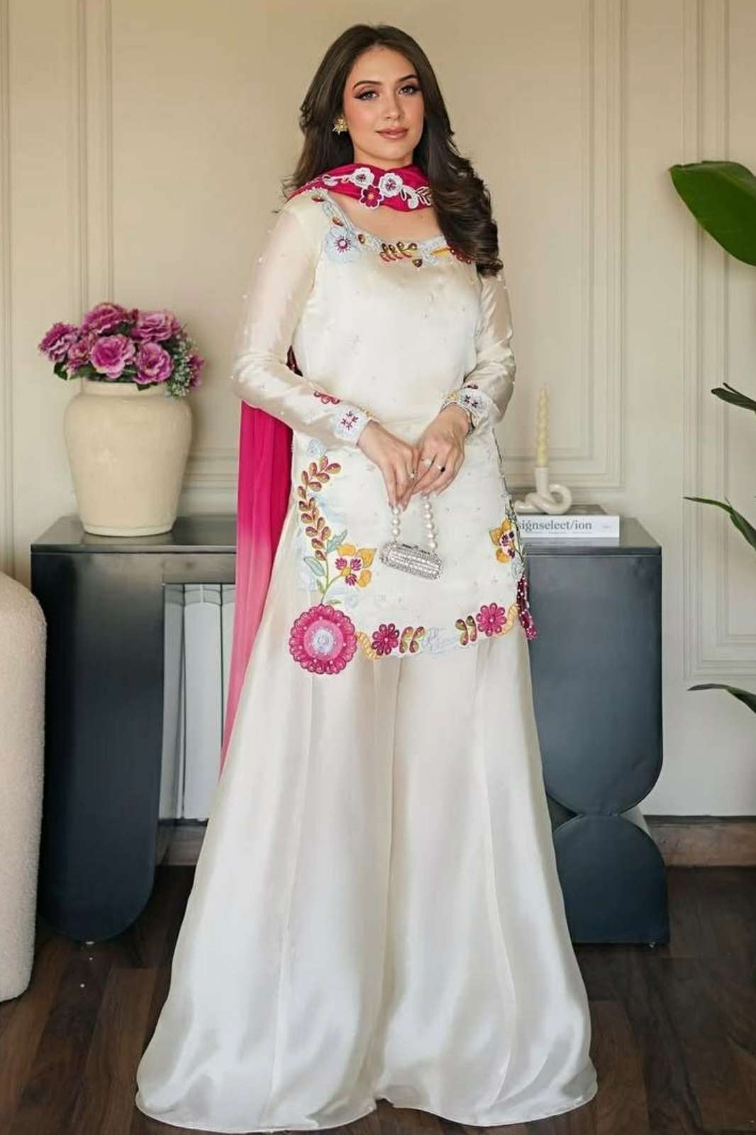 Balaji Emporium DV 22838 Ready to Wear Roman Glass Silk Embroidery Work Suit