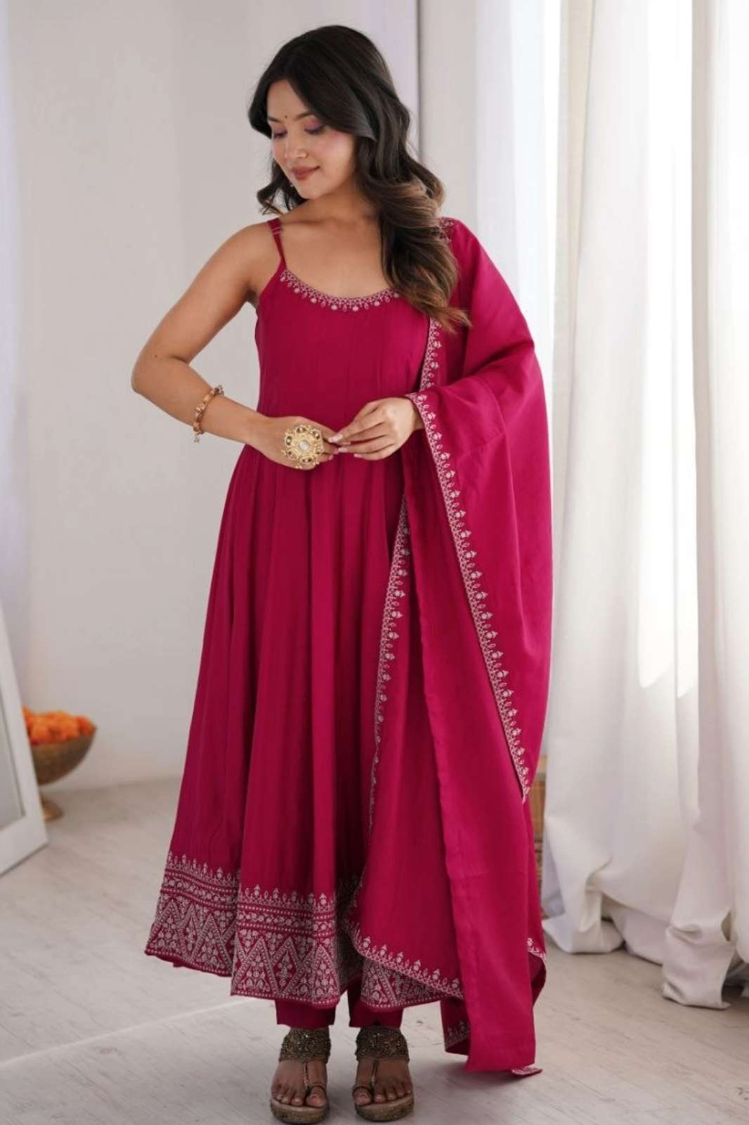 Balaji Emporium DV 22956 Ready to Wear Romani Chanderi Silk Embroidery Work Suit
