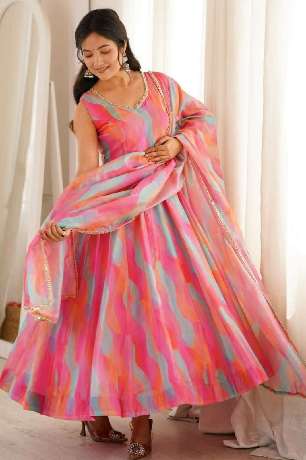 Balaji Emporium DV 22961 Ready to Wear Tabi Organza Mirror Lace Amarkali Suit