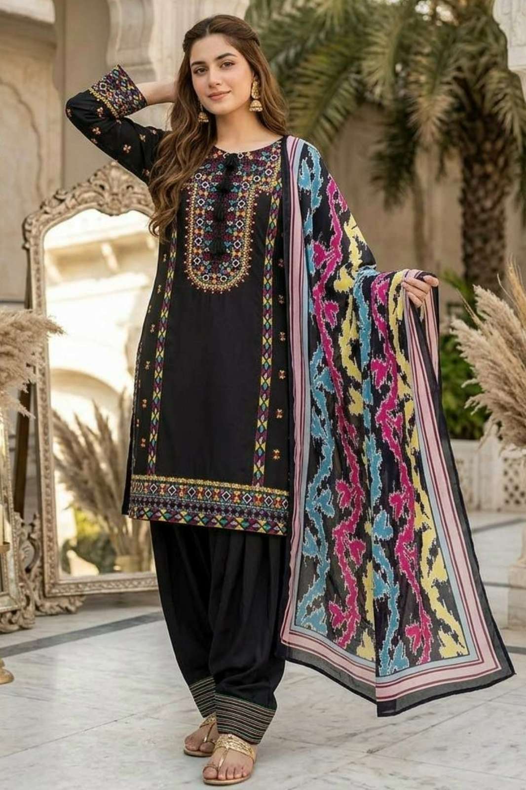 Balaji Emporium DV 23187 Ready to Wear Natural Silk Embroidery Work Suit