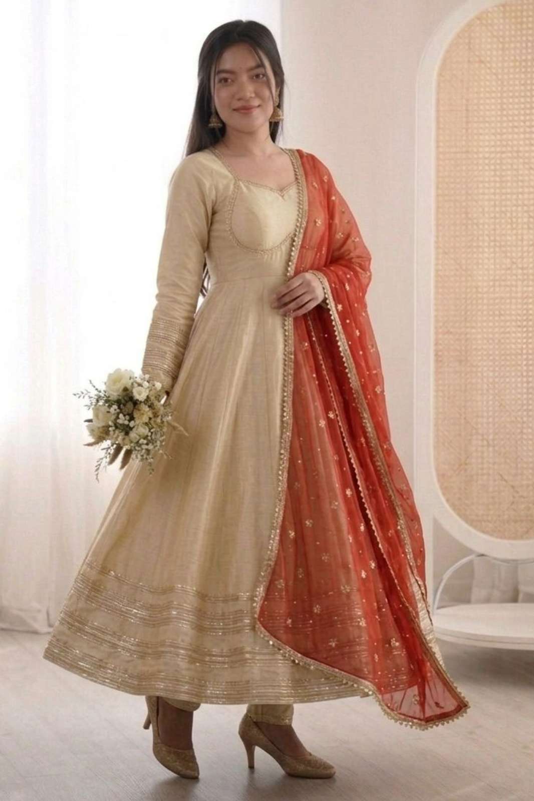 Balaji Emporium ZF 23258 Ready to Wear Cosmos Gold Embroidery & Sequence Work Anarkali Suit