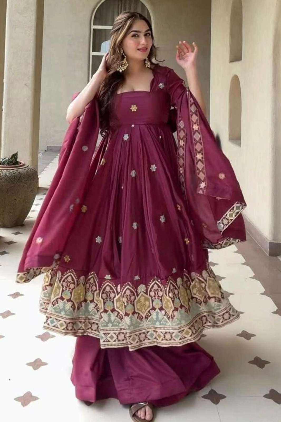 Balaji Emporium DV 23288 Ready to Wear Romani Silk Embroidery Work Suit