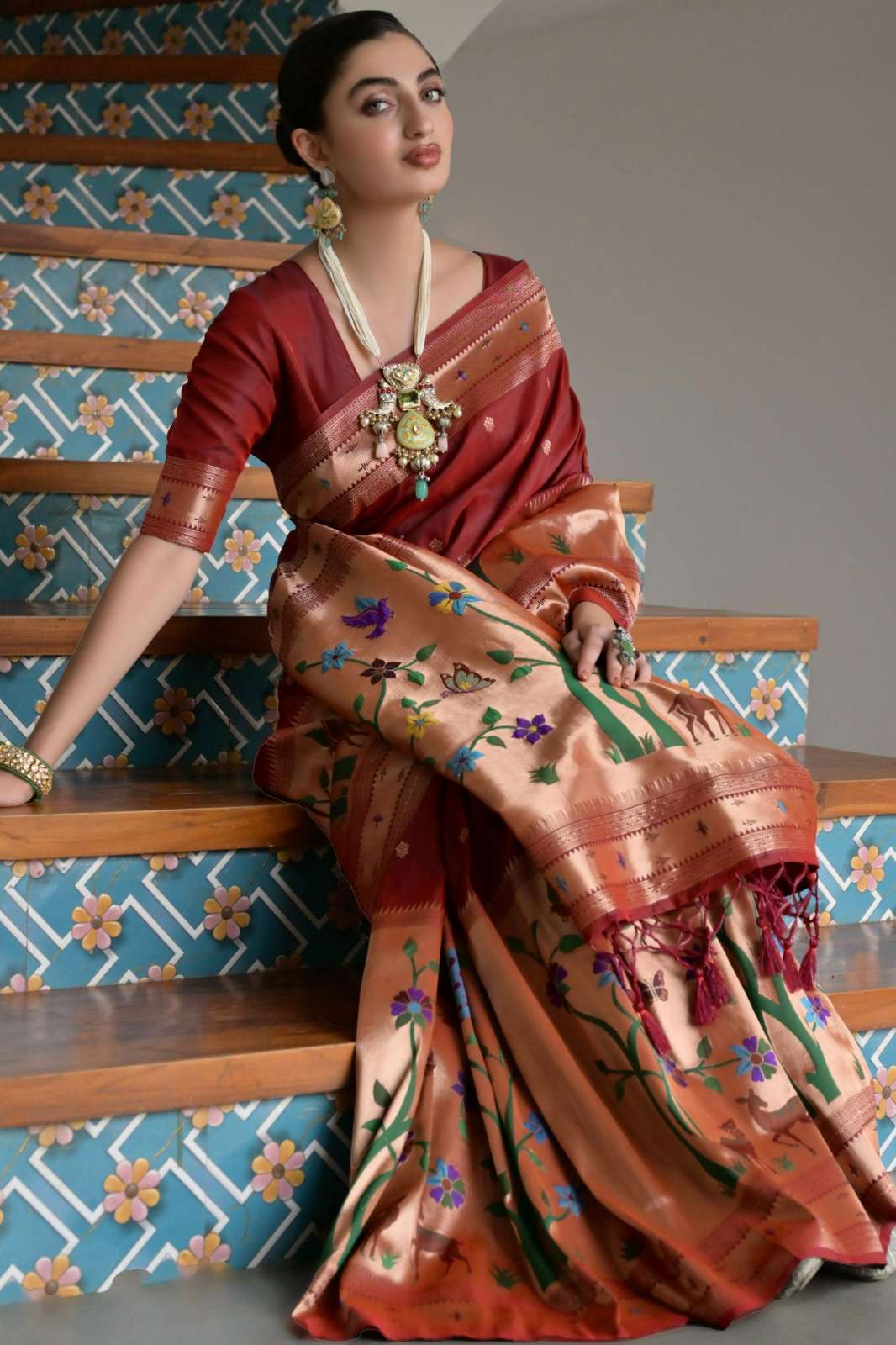 Balaji Emporium PC AADHYA Beautiful Paithani Woven BanarsiSilk Saree