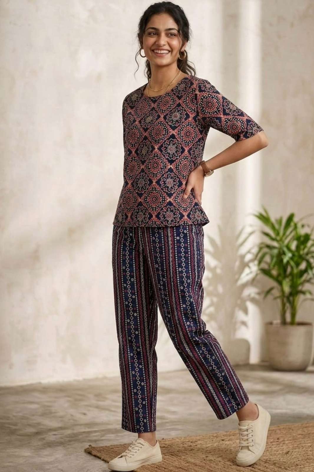 Balaji Emporium RF 23090 Pure Cotton Ready to wear Hand Block Printed Co ord Set