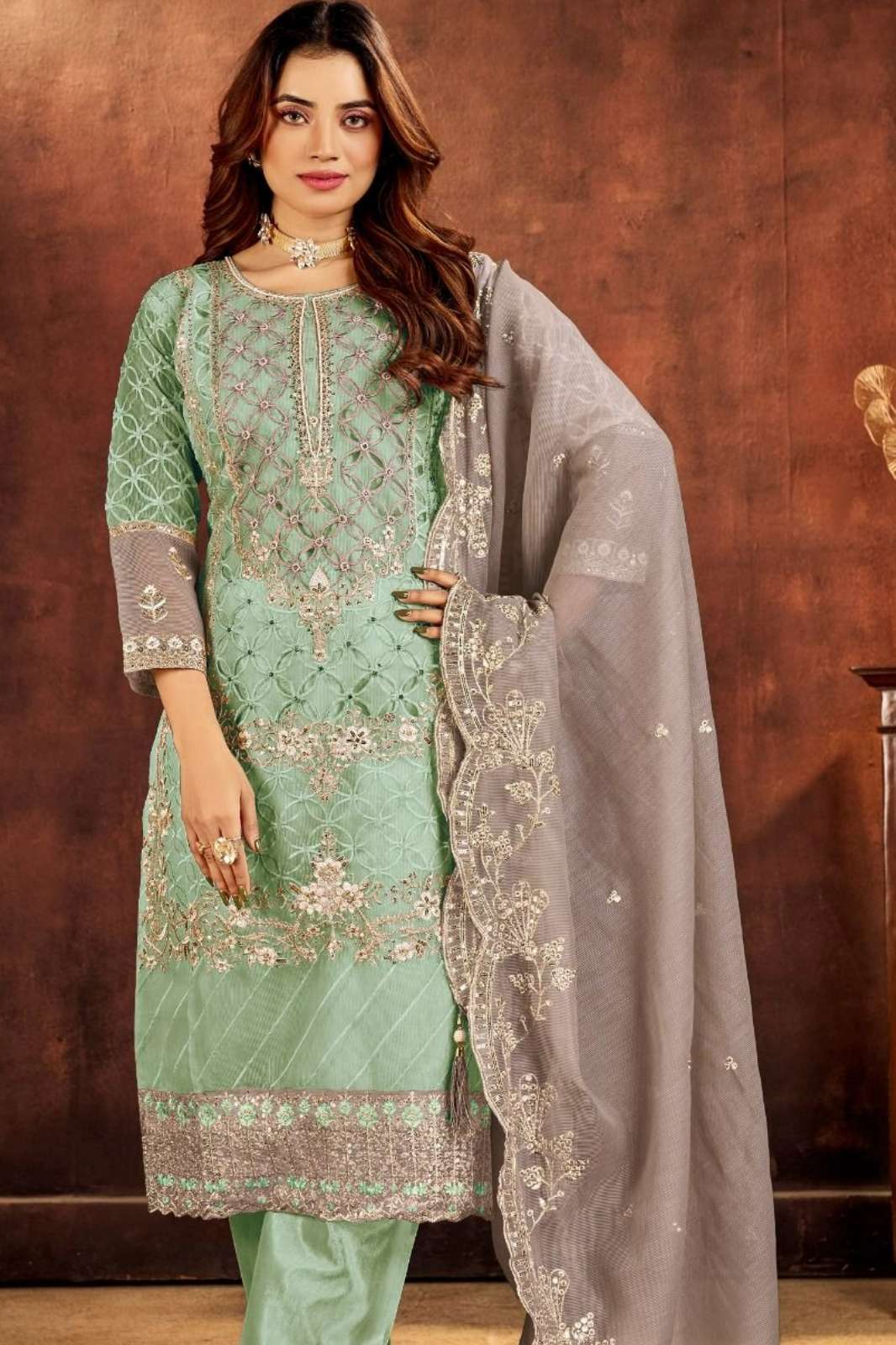 BILQIS B 219 A TO D KOTA CHECKS EMBROIDERED & HAND WORK PAKISTANI SUIT