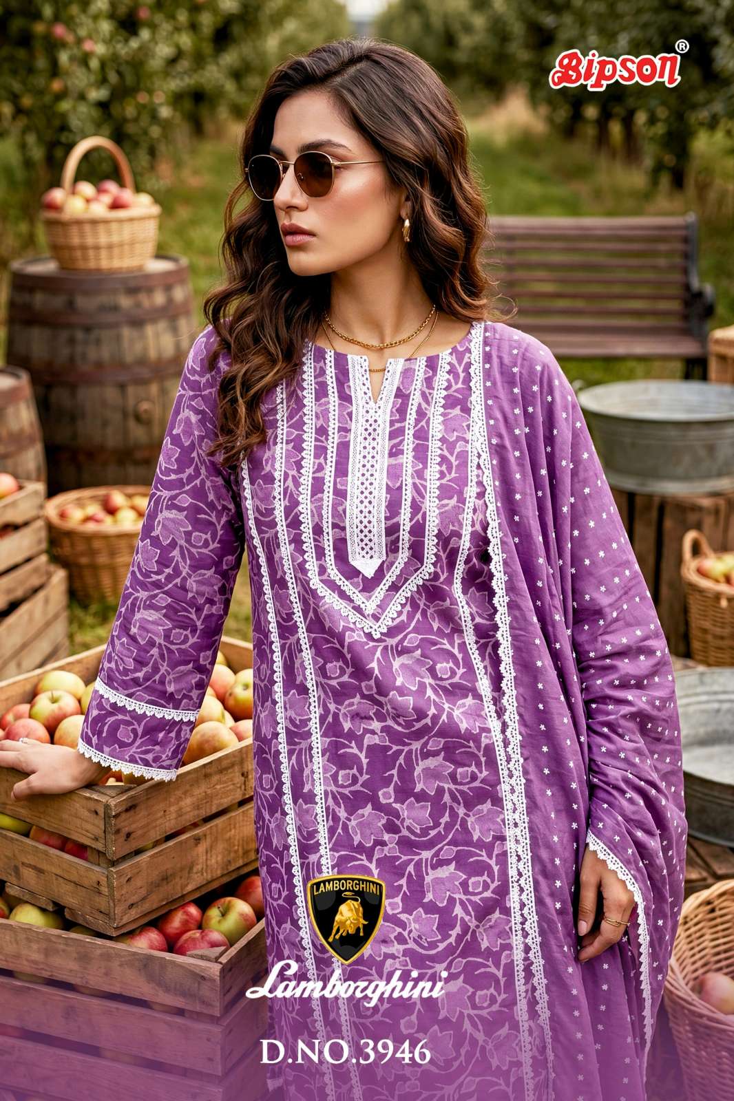 BIPSON PRINTS MARIYAM 3946 Pure Cotton Print With Fancy Lace Work Pakistani Suit