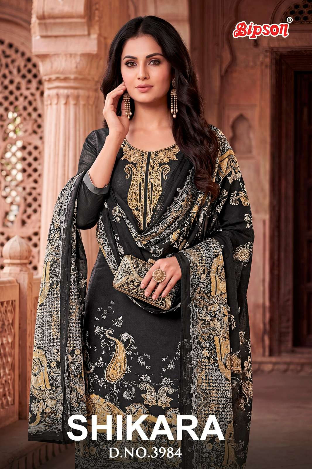 BIPSON PRINTS SIKARA 3984 Pure Jam Satin Print & Embroidery Work Suit