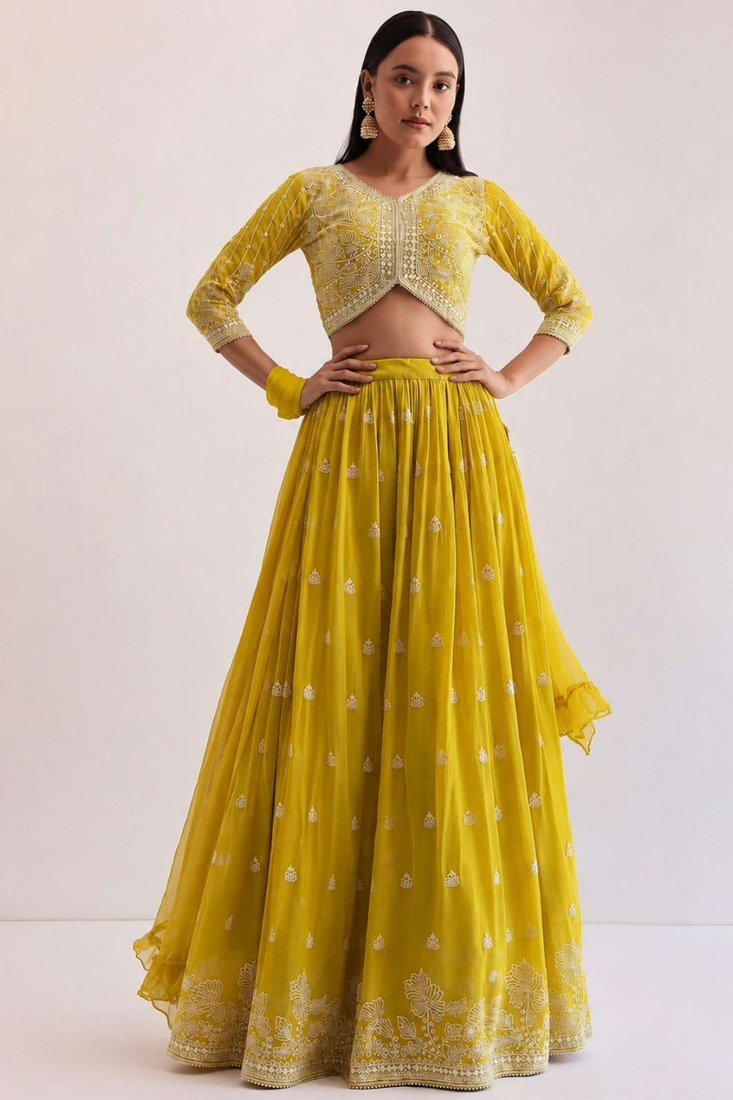 Crazycloths 22940 Faux Georgette Sequence Embroidery Work Party Wear Lehenga Choli 