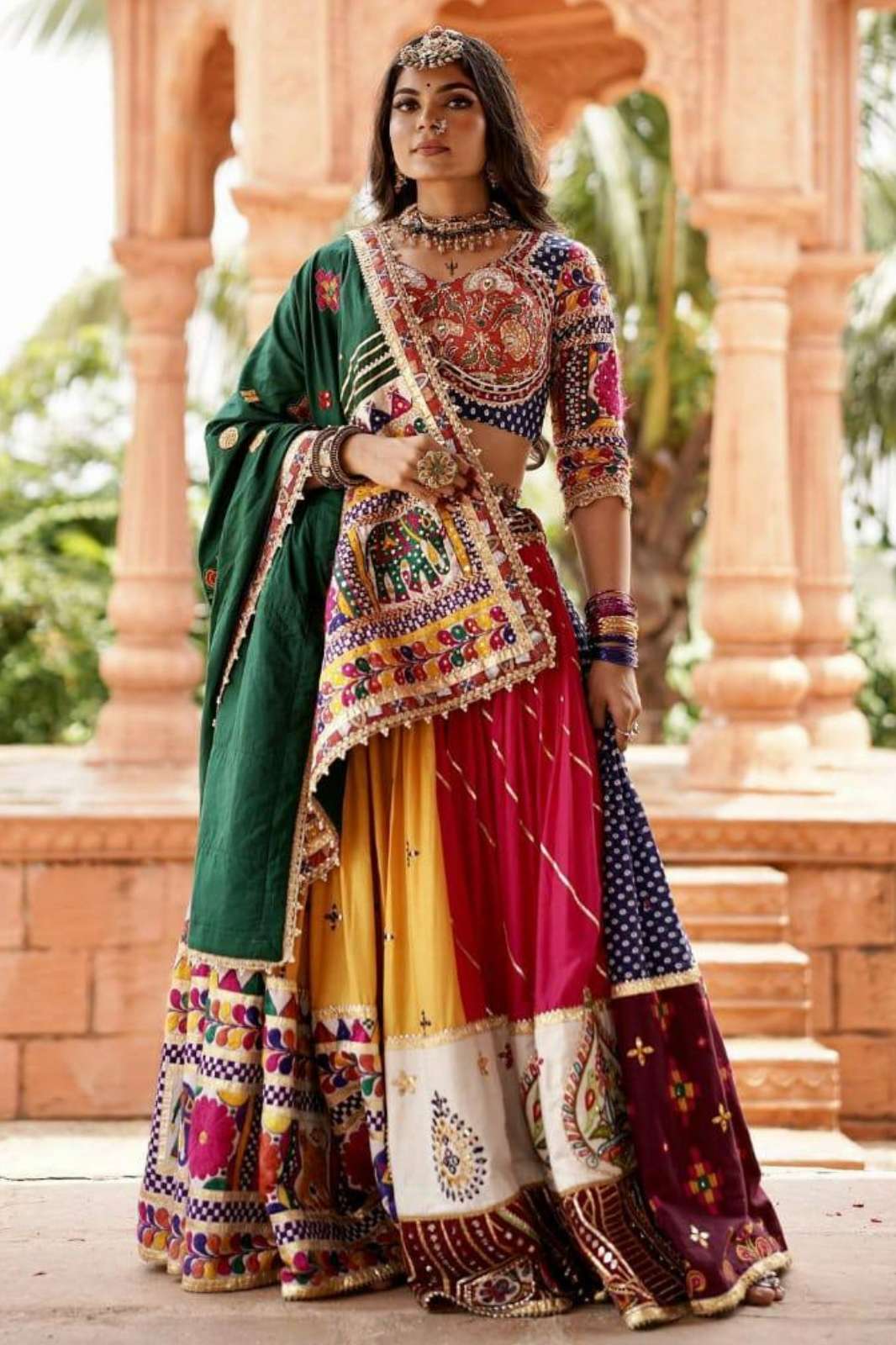 Crazycloths 22969 SF 1564LM Muslin Cotton Digital Print & Real Mirror Work Navratri Lehenga Choli
