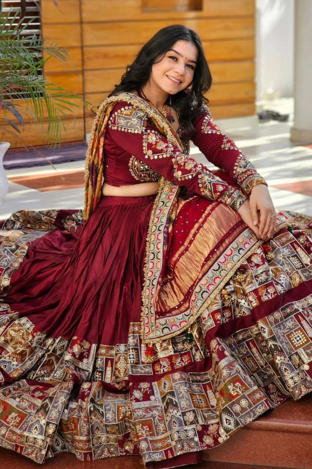 Crazycloths 22970 SF 1530 Muslin Cotton Mirror & Golden Zari Gota Work Navratri Lehenga Choli