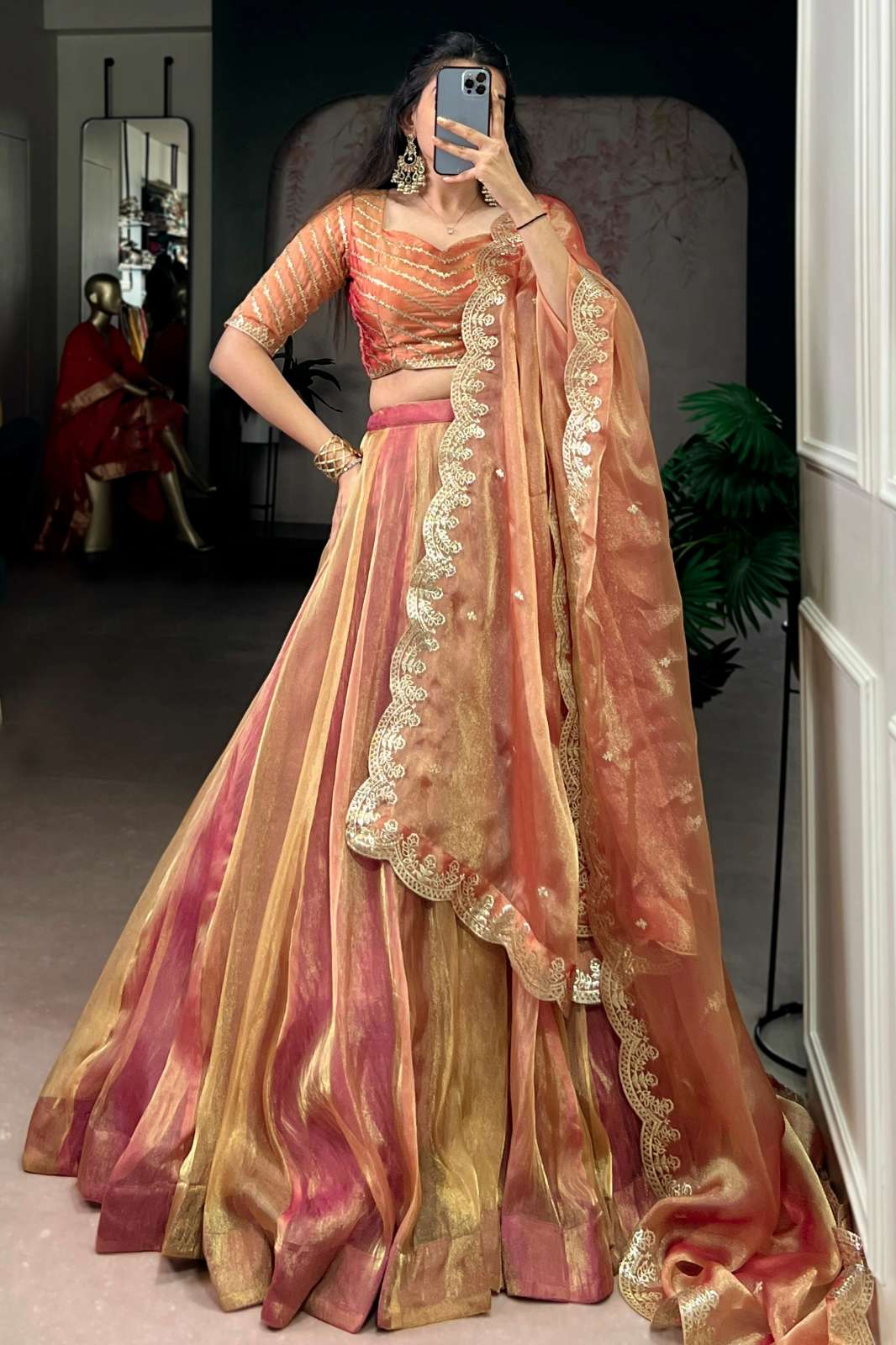 Crazycloths 23012 Ready to Wear Fandy Sequins &Thread Embroidery Work Navratri Lehenga Choli