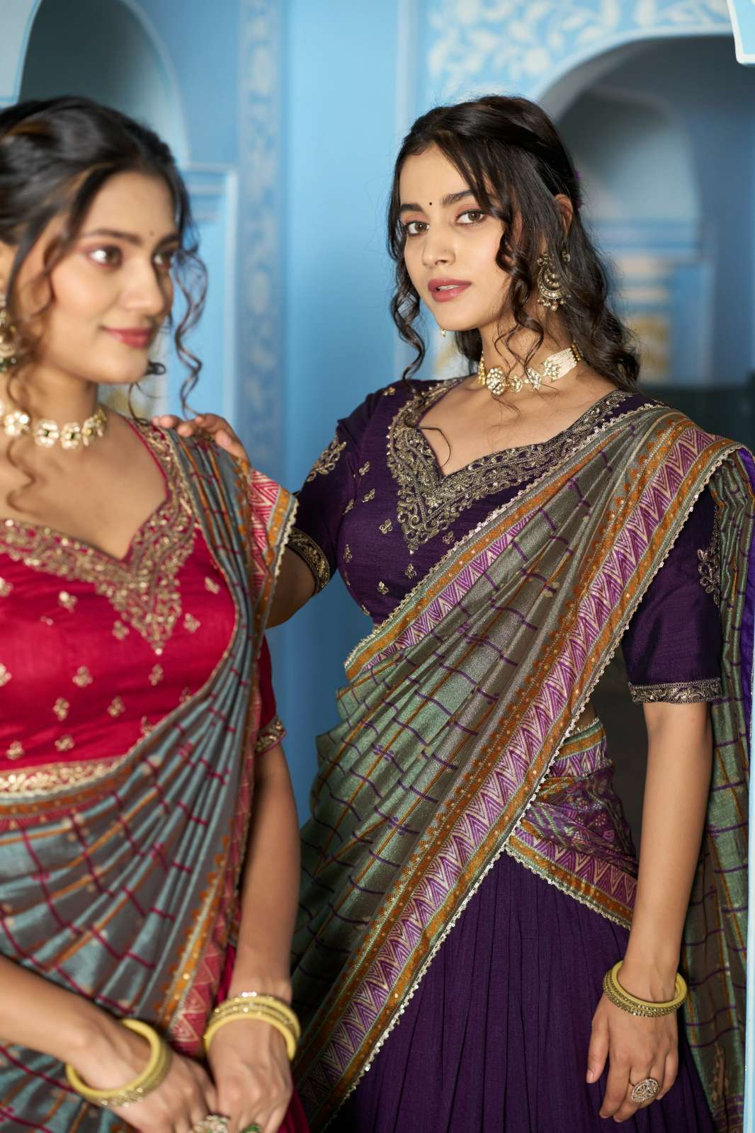 Crazycloths 23015 Vichitra Silk Sequins & Thread Embroidery Work Navratri Lehenga Choli
