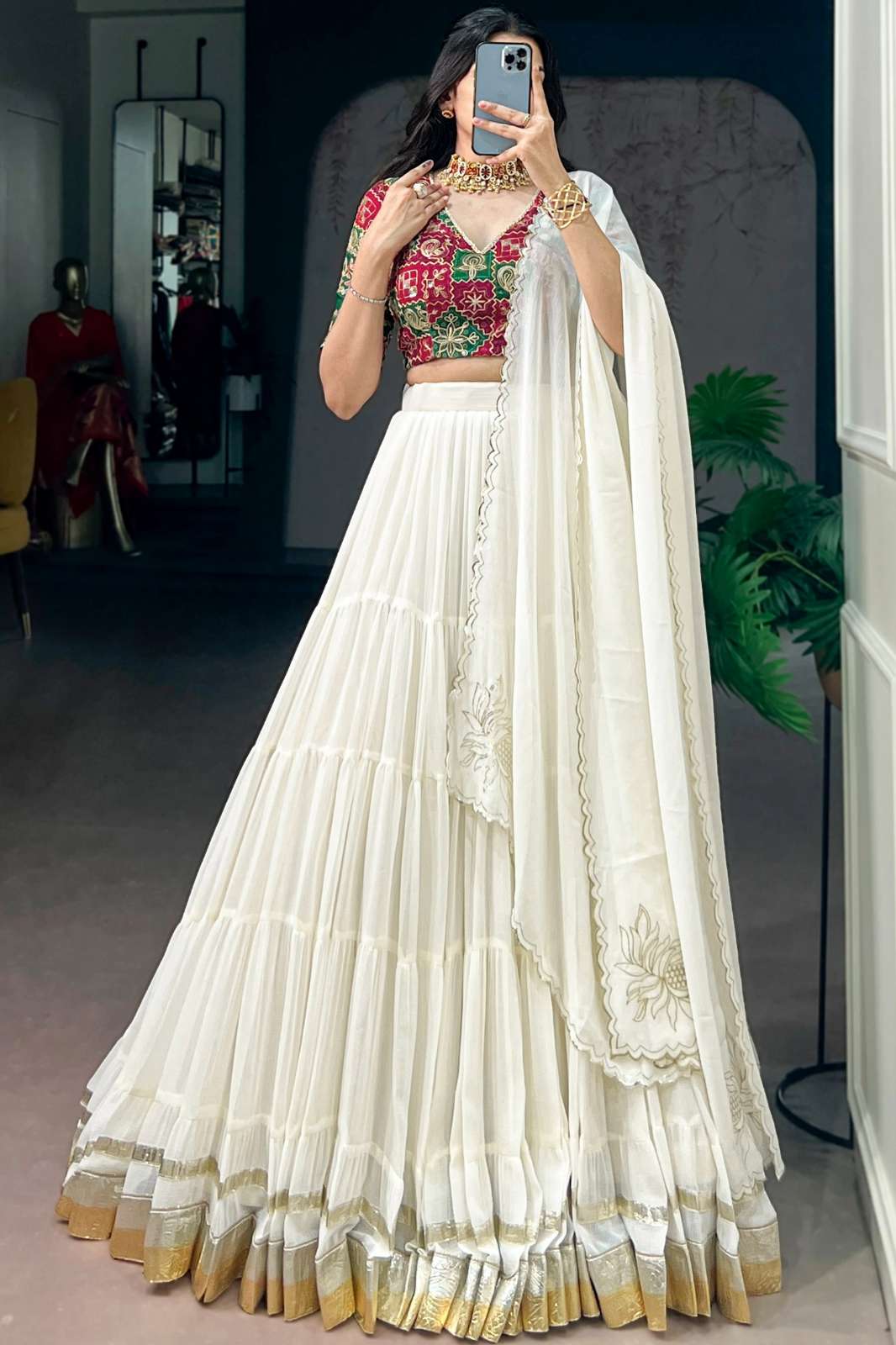 Crazycloths 23016 Marbel Fabric Gota Patti Work Navratri Lehenga Choli