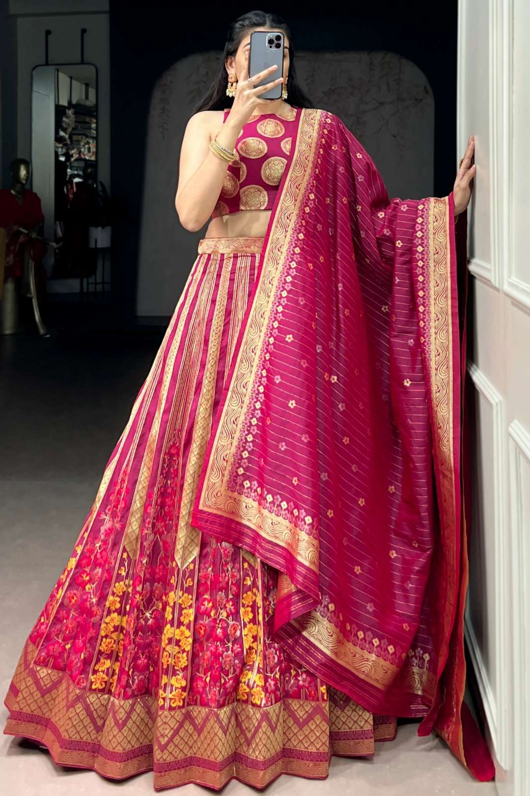 Crazycloths 23216 Beautiful Silk Zari Weaving Work Party Wear Lehenga Choli