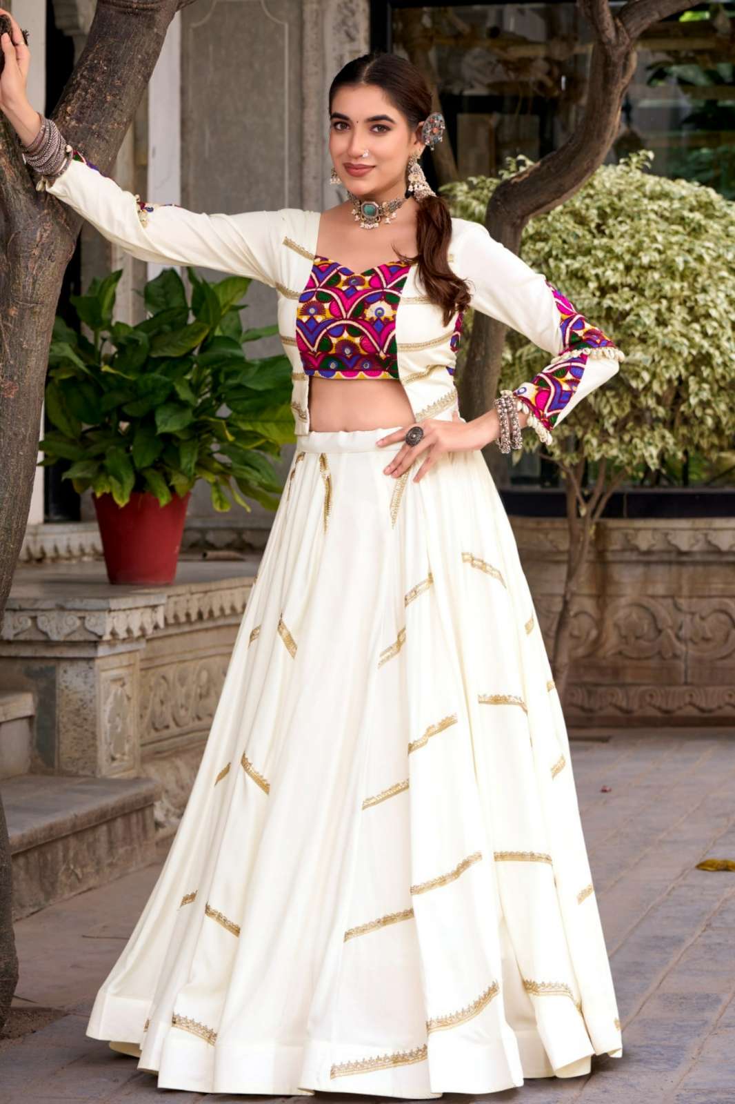 Crazycloths 23236 Pure Rayon Sequins & Mirror Gamthi Work Black Navratri Lehenga Choli
