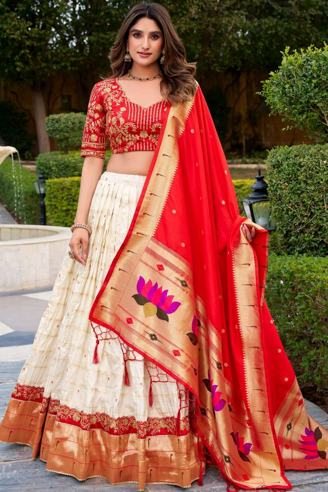 Crazycloths AGNEYA Silk Paithani Sequins & Thread Embroidery Work Navratri Lehenga Choli