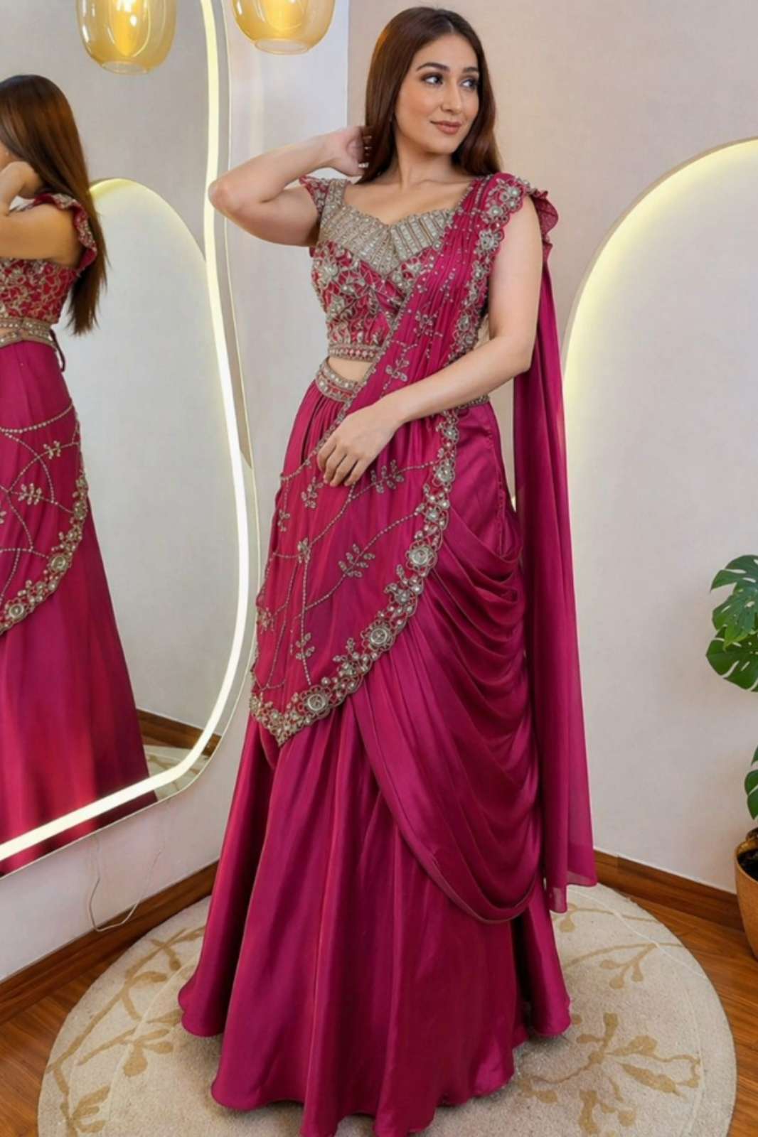 Crazycloths BB 68 Ready to WearPremium Crep Silk Embroidey & Sequins Work Lehenga Choli