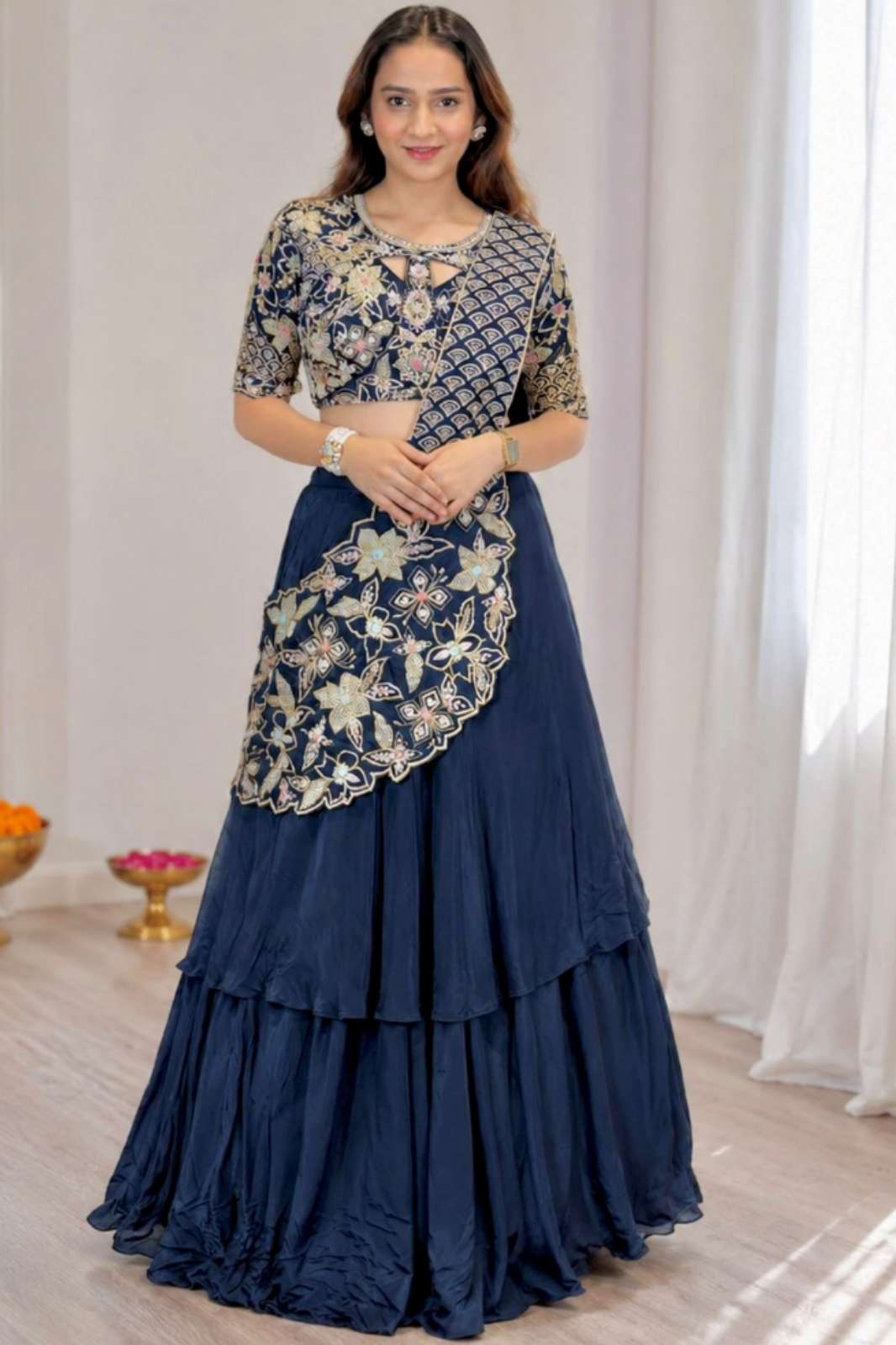 Crazycloths BB 75 Ready to Wear Premium French Crep Silk Embroidey & Sequins Work Lehenga Choli