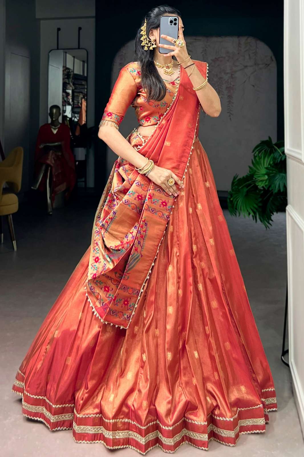 Crazycloths LNB2021LPI 23064 Shimmer Zari Weaving work Navratri Lehenga Choli